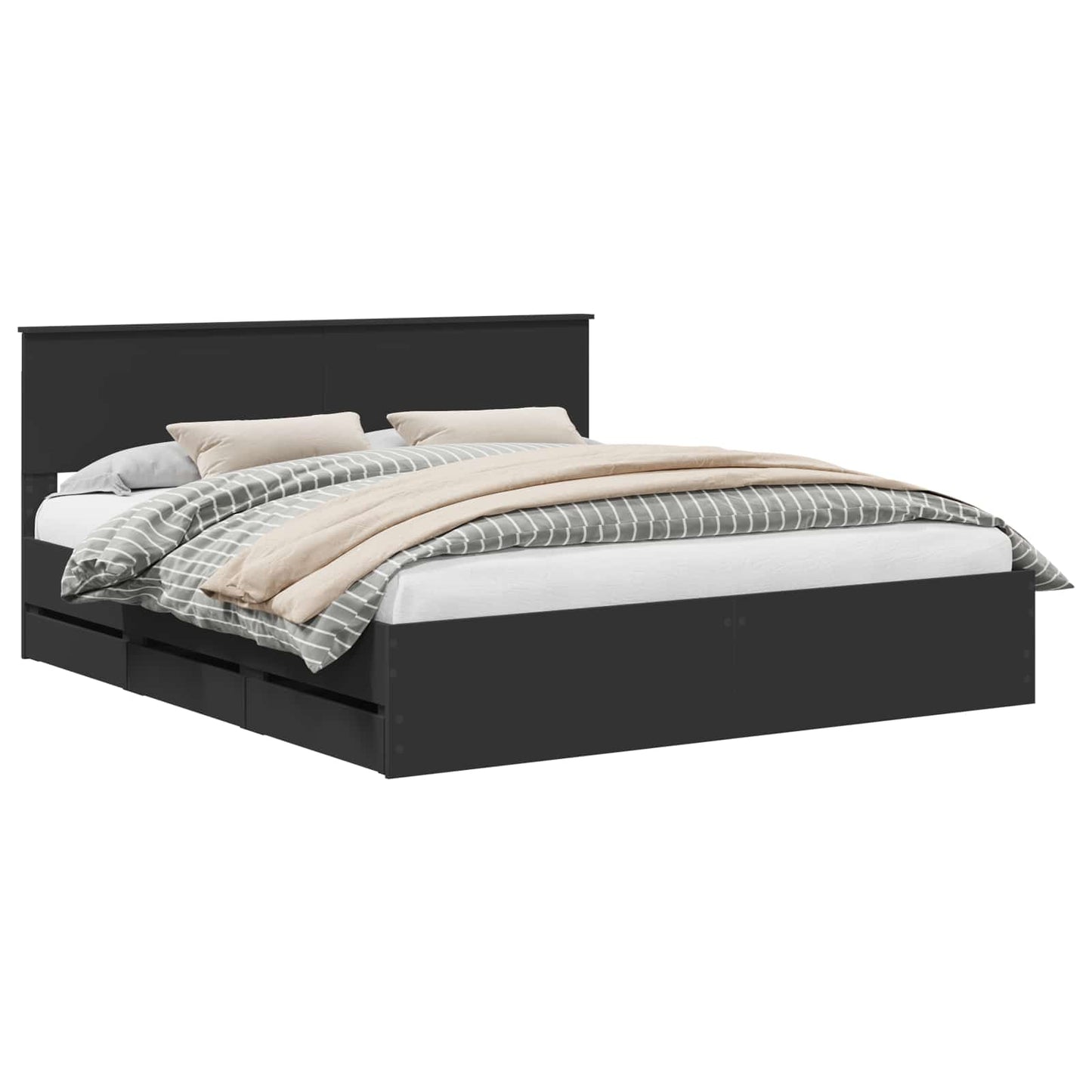 vidaXL Σκελετός Κρεβατιού Μαύρο 180 x 200 cm Μηχανήματος Ξύλο