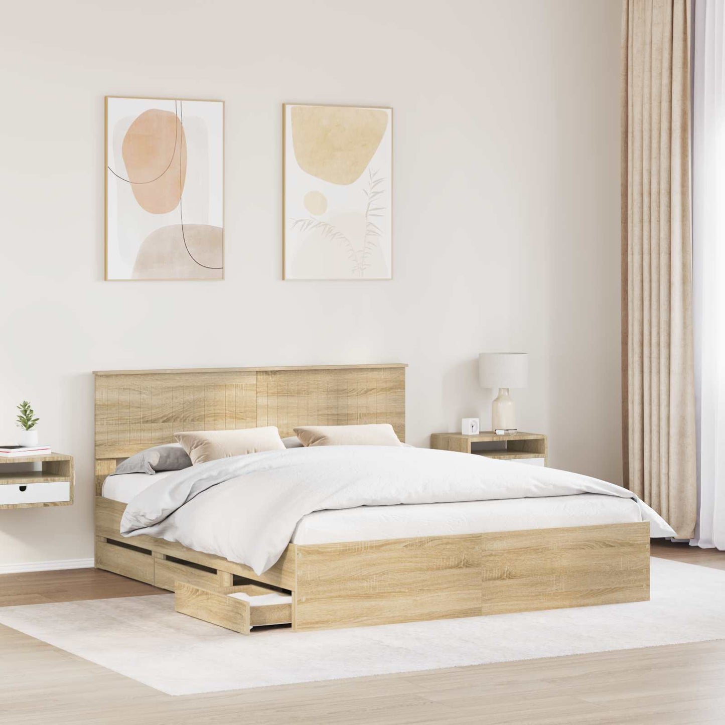 vidaXL Σκελετός Κρεβατιού Δρύς Sonoma 160 x 200 cm Μηχανήματος Ξύλο