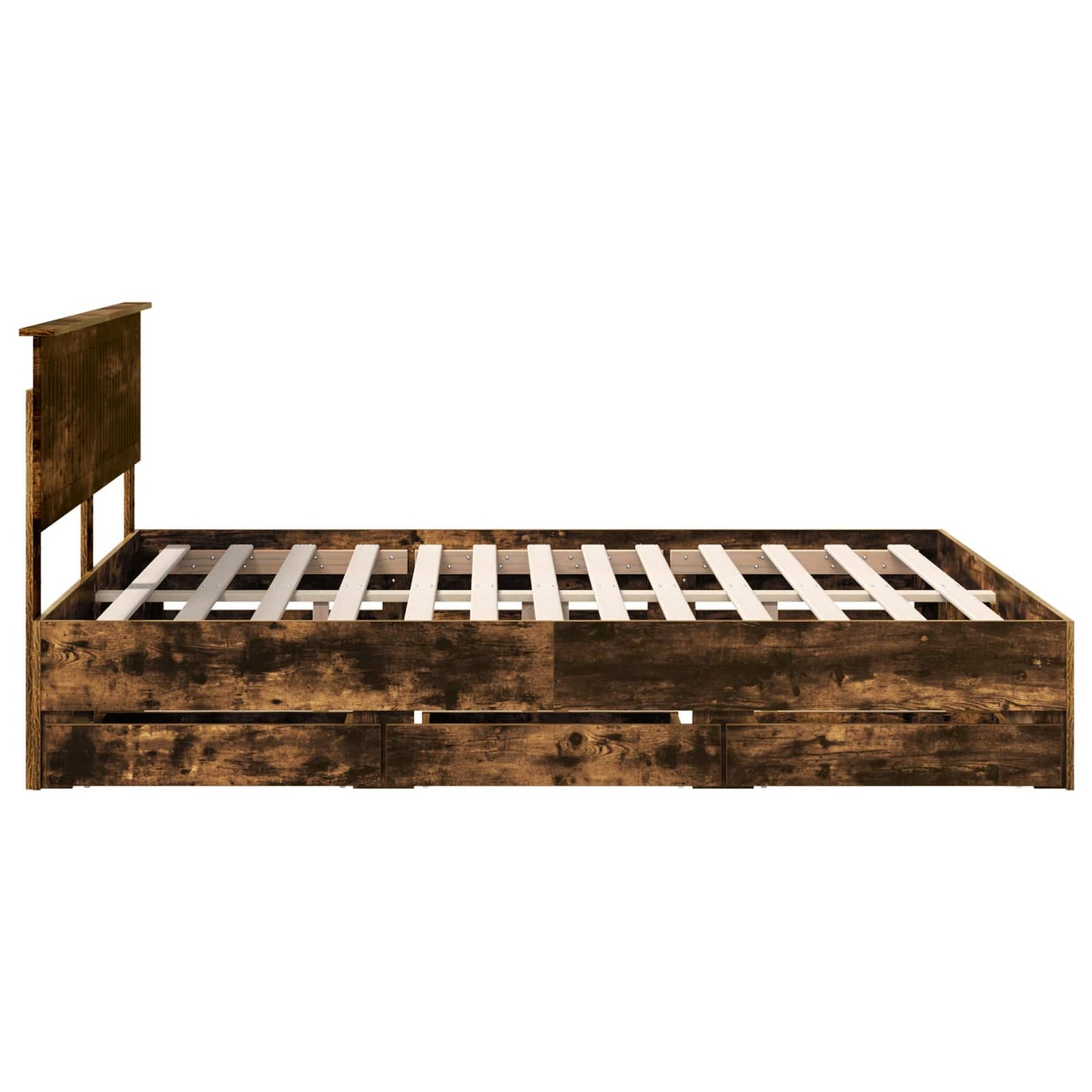 vidaXL Σκελετός Κρεβατιού Καπνιστό Δρύς 160 x 200 cm Μηχανήματος Ξύλο