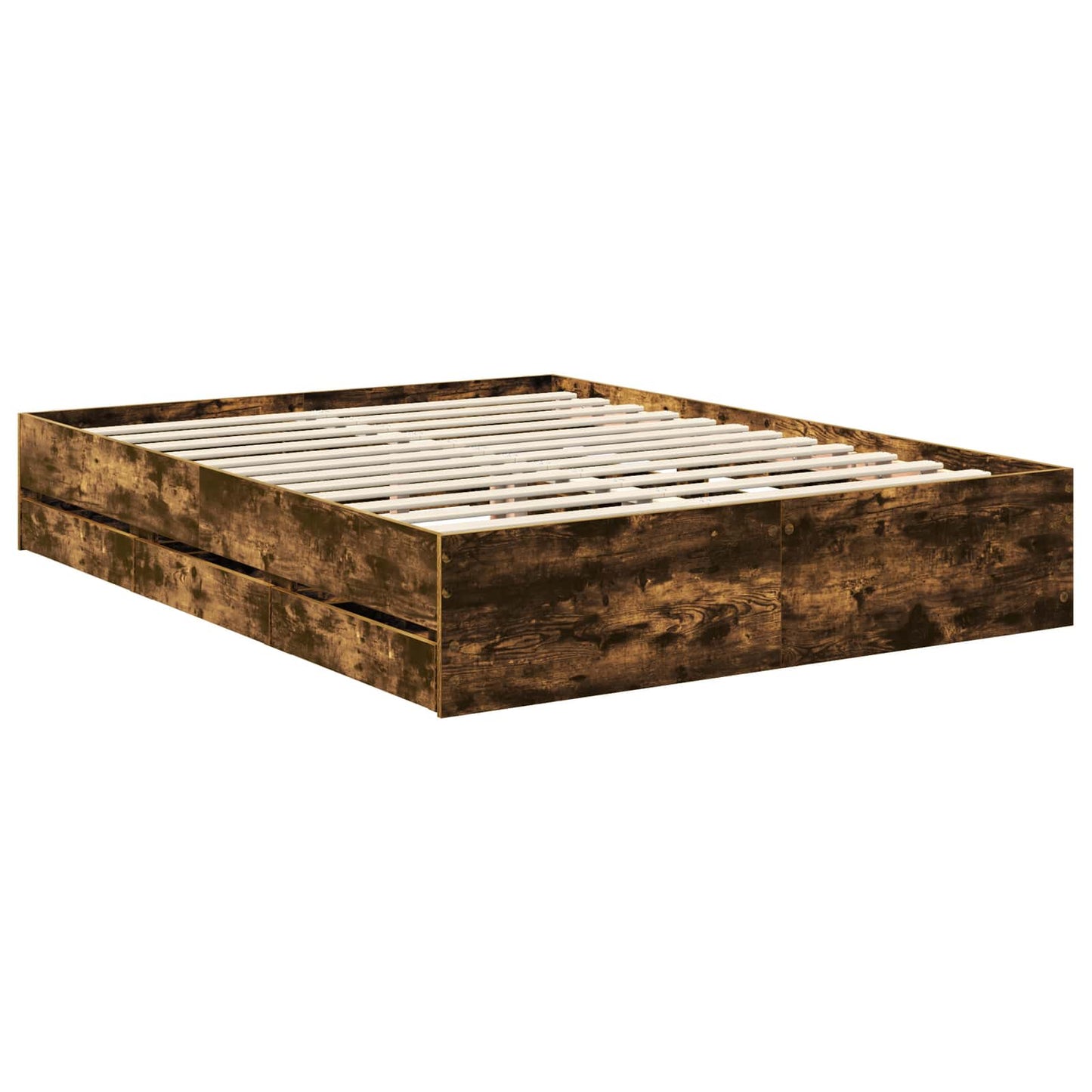 vidaXL Σκελετός Κρεβατιού Καπνιστό Δρύς 150 x 200 cm Μηχανήματος Ξύλο
