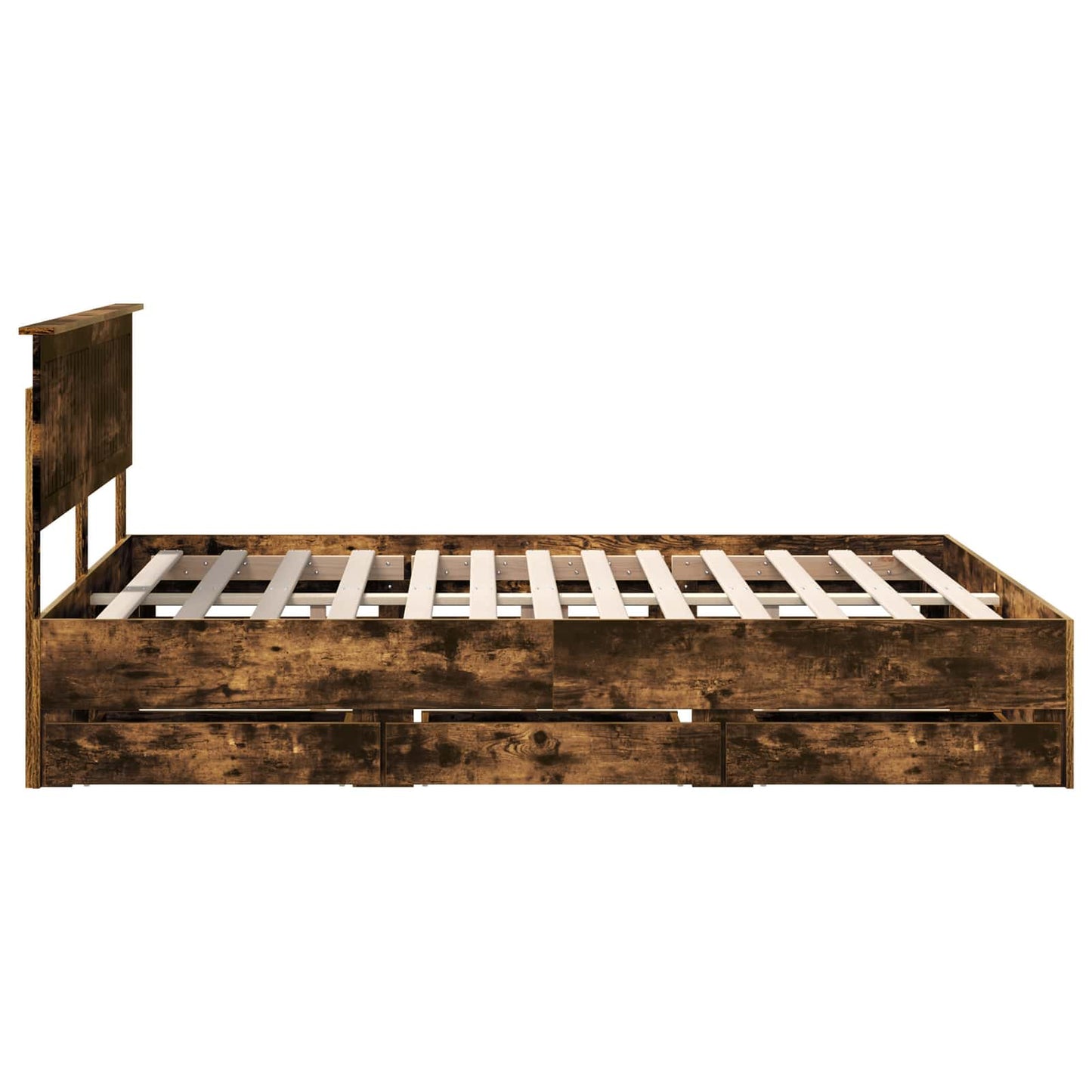 vidaXL Σκελετός Κρεβατιού Καπνιστό Δρύς 150 x 200 cm Μηχανήματος Ξύλο