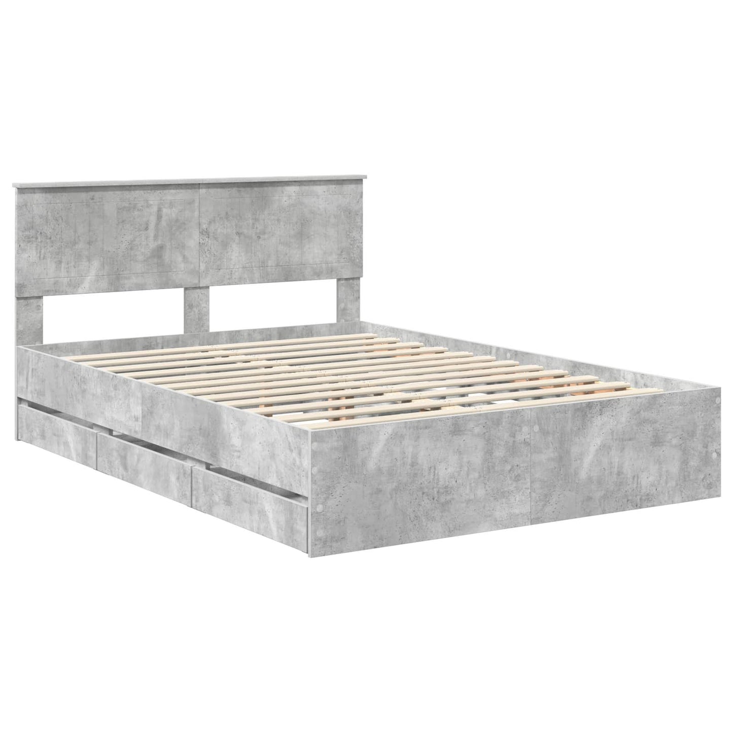vidaXL Σκελετός Κρεβατιού Σκυρόδεμα Γκρι 140 x 190 cm Μηχανήματος Ξύλο