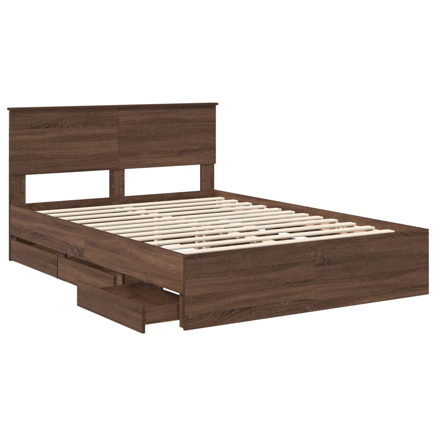 vidaXL Σκελετός Κρεβατιού Καφέ δρυς 140 x 200 cm Μηχανήματος Ξύλο