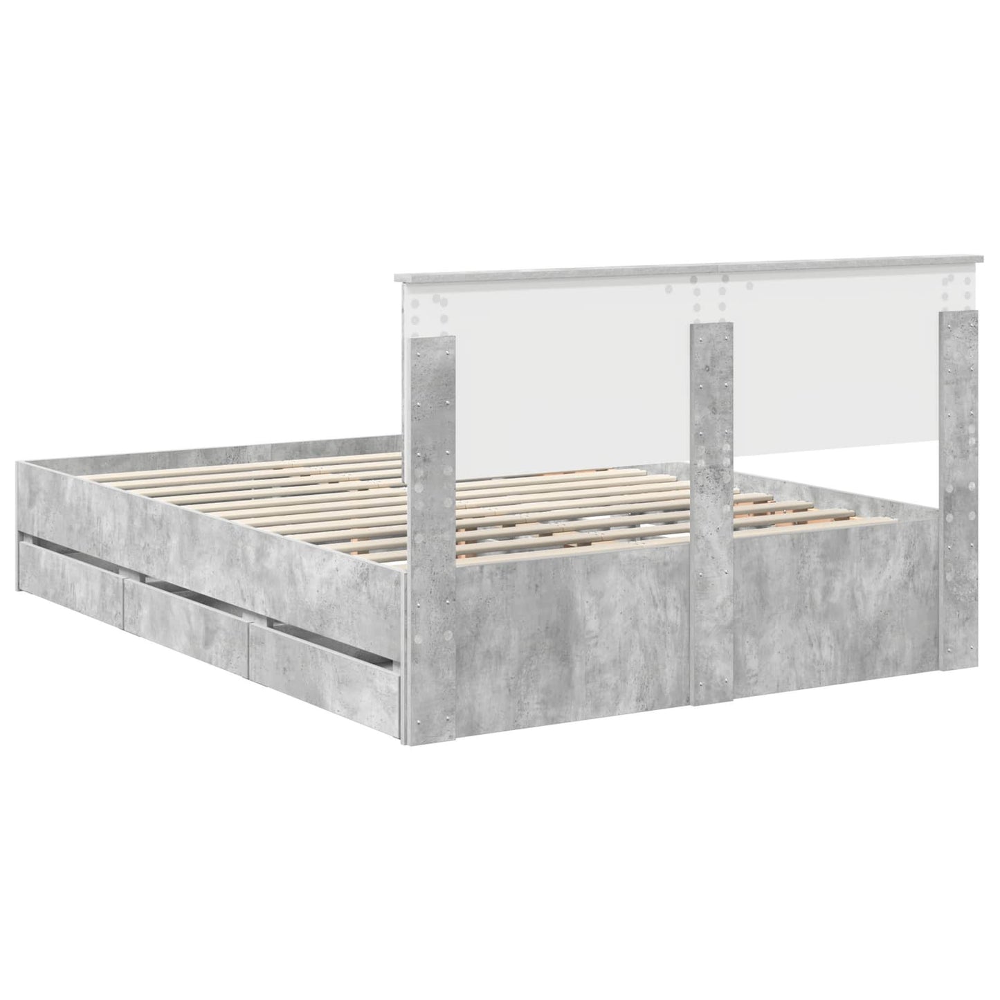 vidaXL Σκελετός Κρεβατιού Σκυρόδεμα Γκρι 135 x 190 cm Μηχανήματος Ξύλο