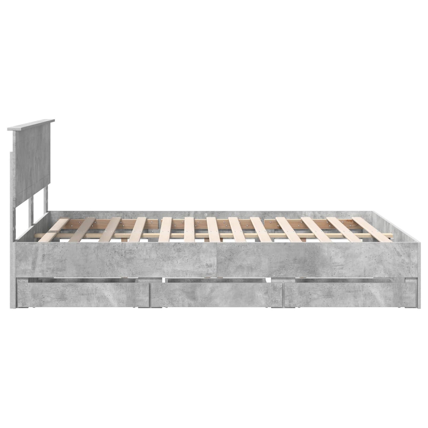 vidaXL Σκελετός Κρεβατιού Σκυρόδεμα Γκρι 135 x 190 cm Μηχανήματος Ξύλο