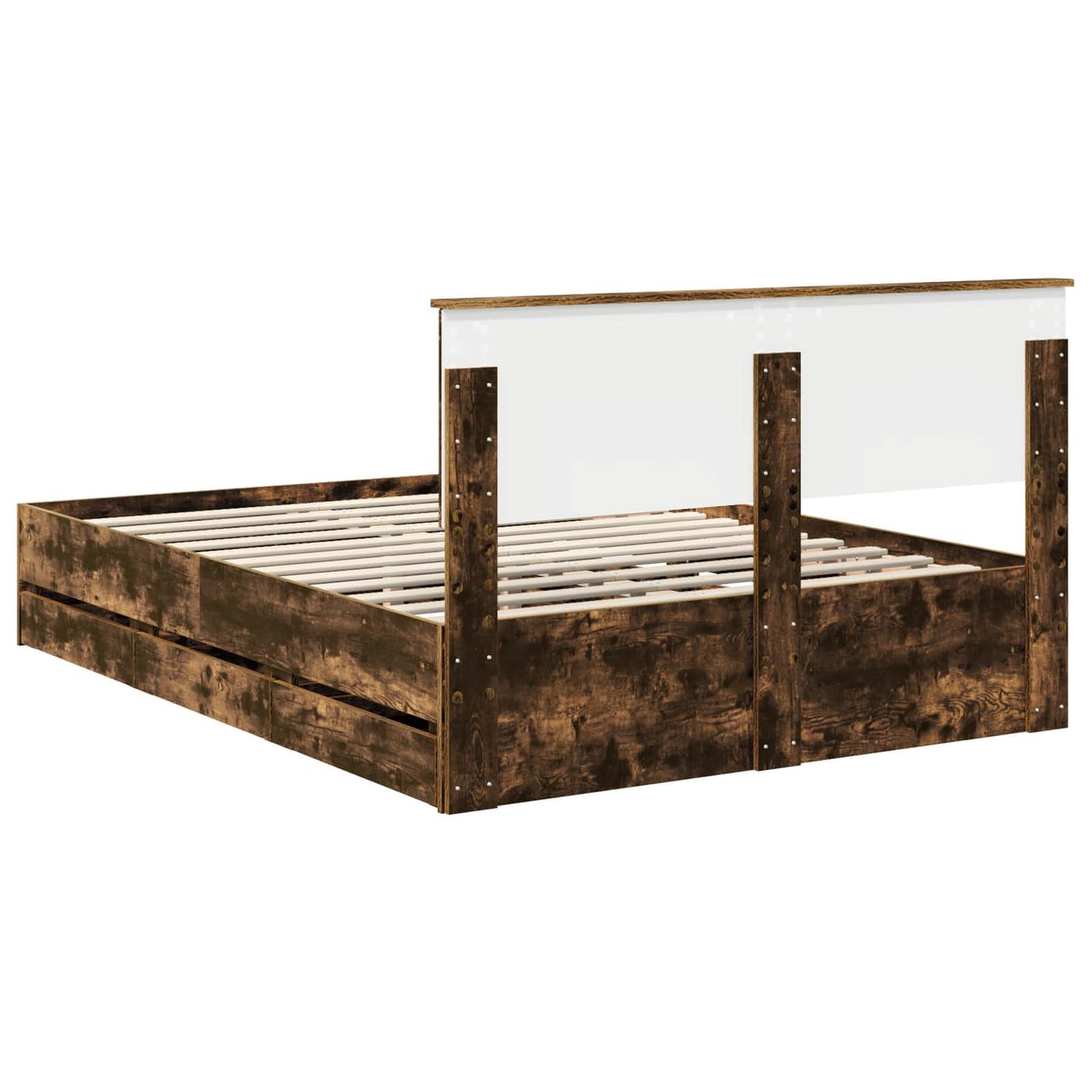 vidaXL Σκελετός Κρεβατιού Καπνιστό Δρύς 135 x 190 cm Μηχανήματος Ξύλο