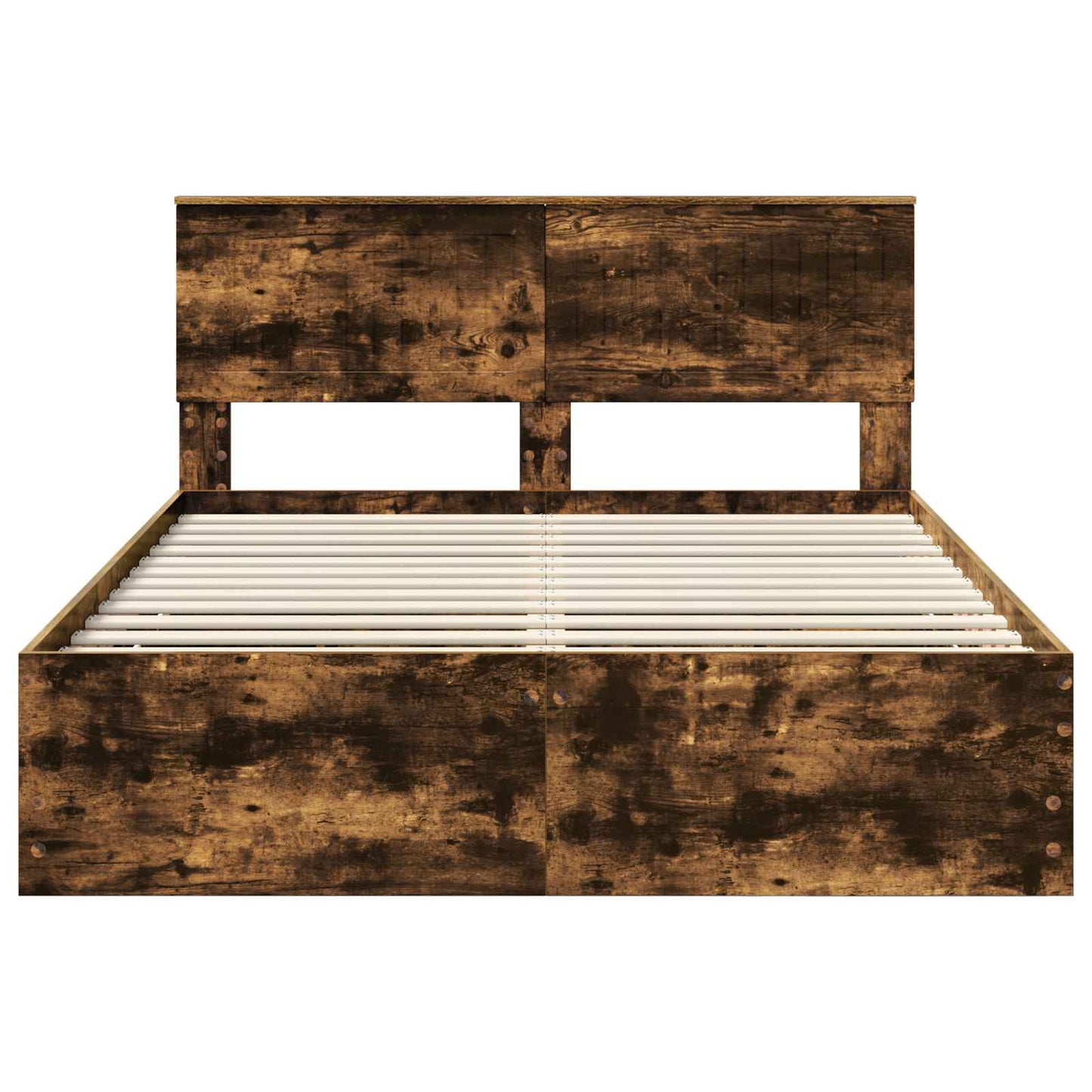vidaXL Σκελετός Κρεβατιού Καπνιστό Δρύς 135 x 190 cm Μηχανήματος Ξύλο