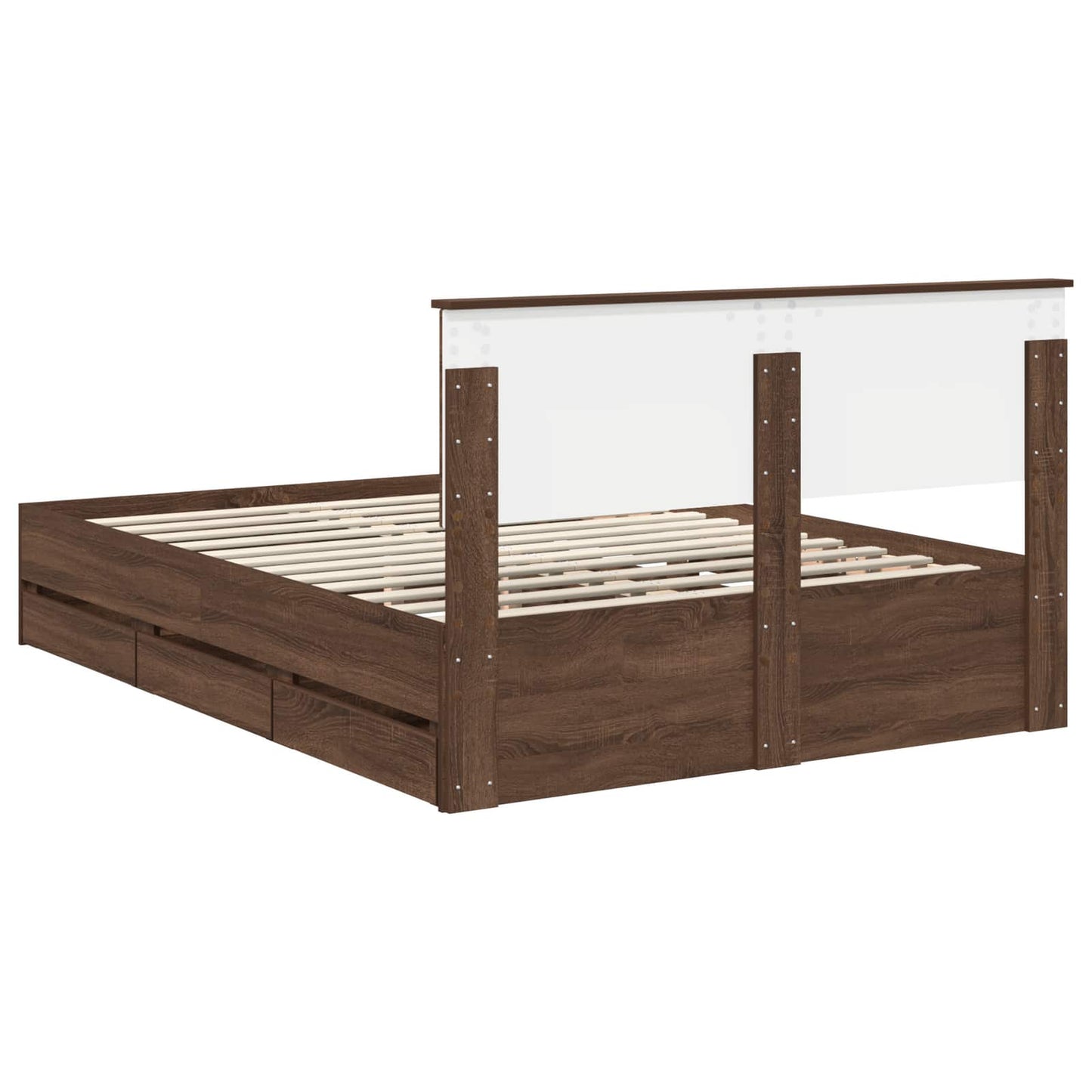 vidaXL Σκελετός Κρεβατιού Καφέ δρυς 135 x 190 cm Μηχανήματος Ξύλο