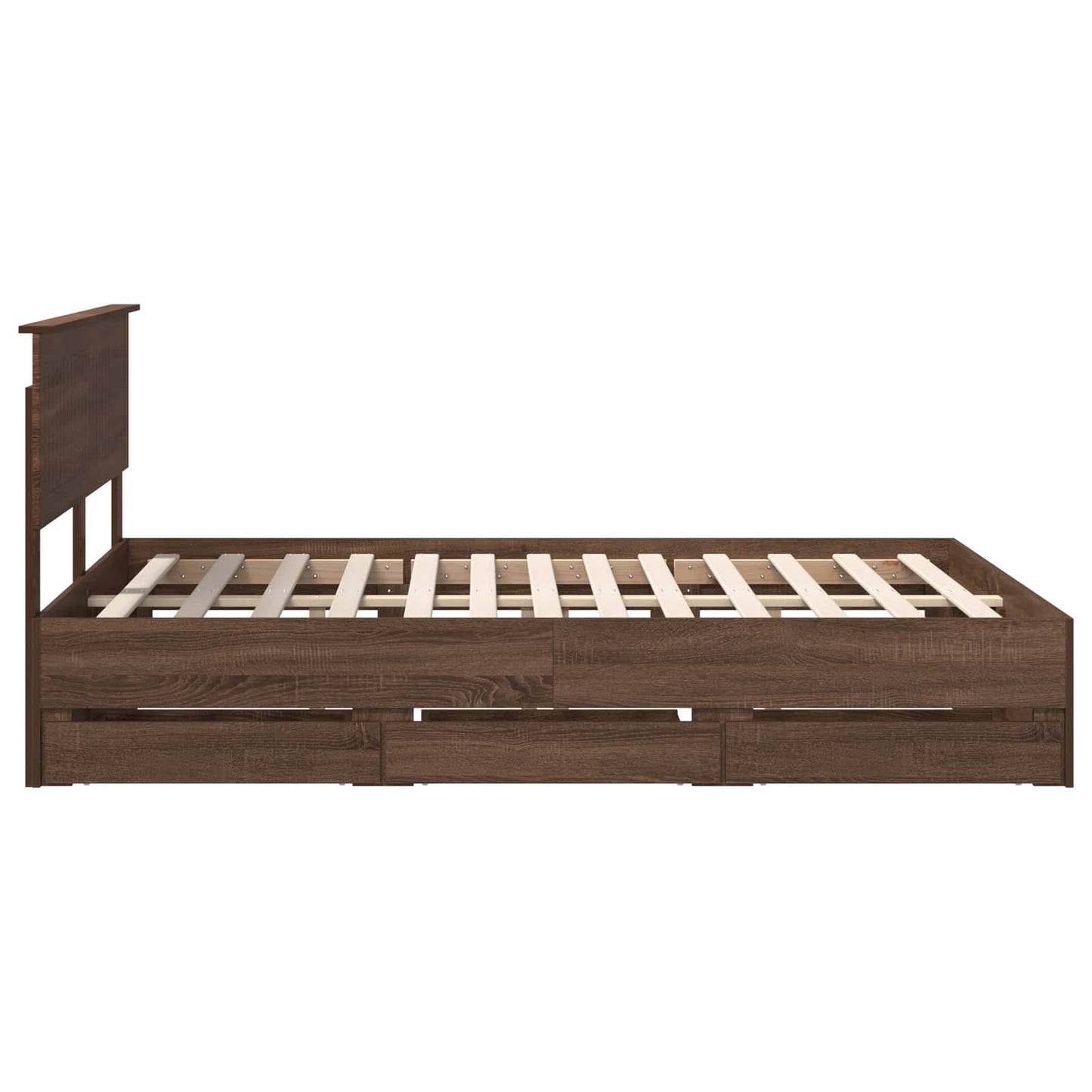 vidaXL Σκελετός Κρεβατιού Καφέ δρυς 135 x 190 cm Μηχανήματος Ξύλο