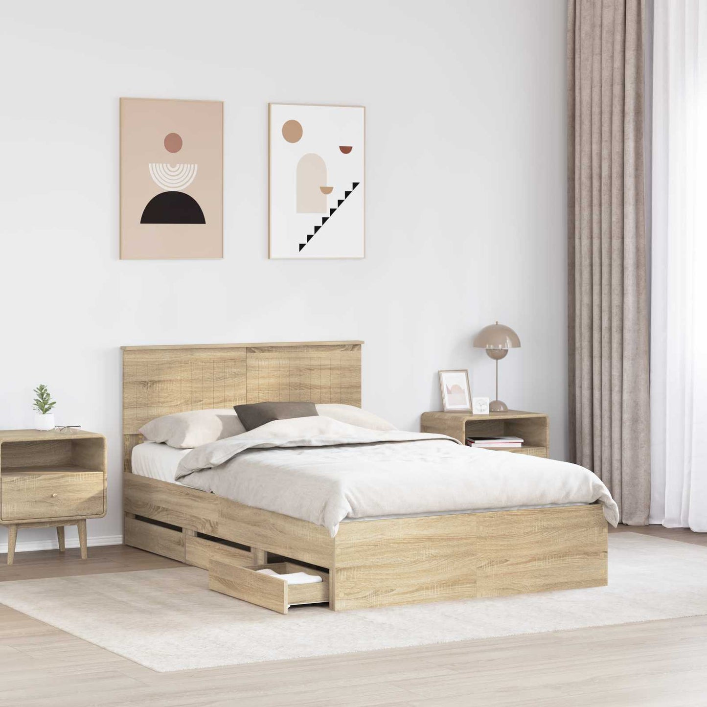 vidaXL Σκελετός Κρεβατιού Δρύς Sonoma 120 x 200 cm Μηχανήματος Ξύλο