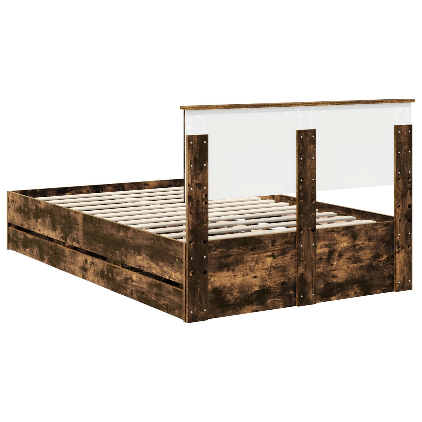 vidaXL Σκελετός Κρεβατιού Καπνιστό Δρύς 120 x 190 cm Μηχανήματος Ξύλο