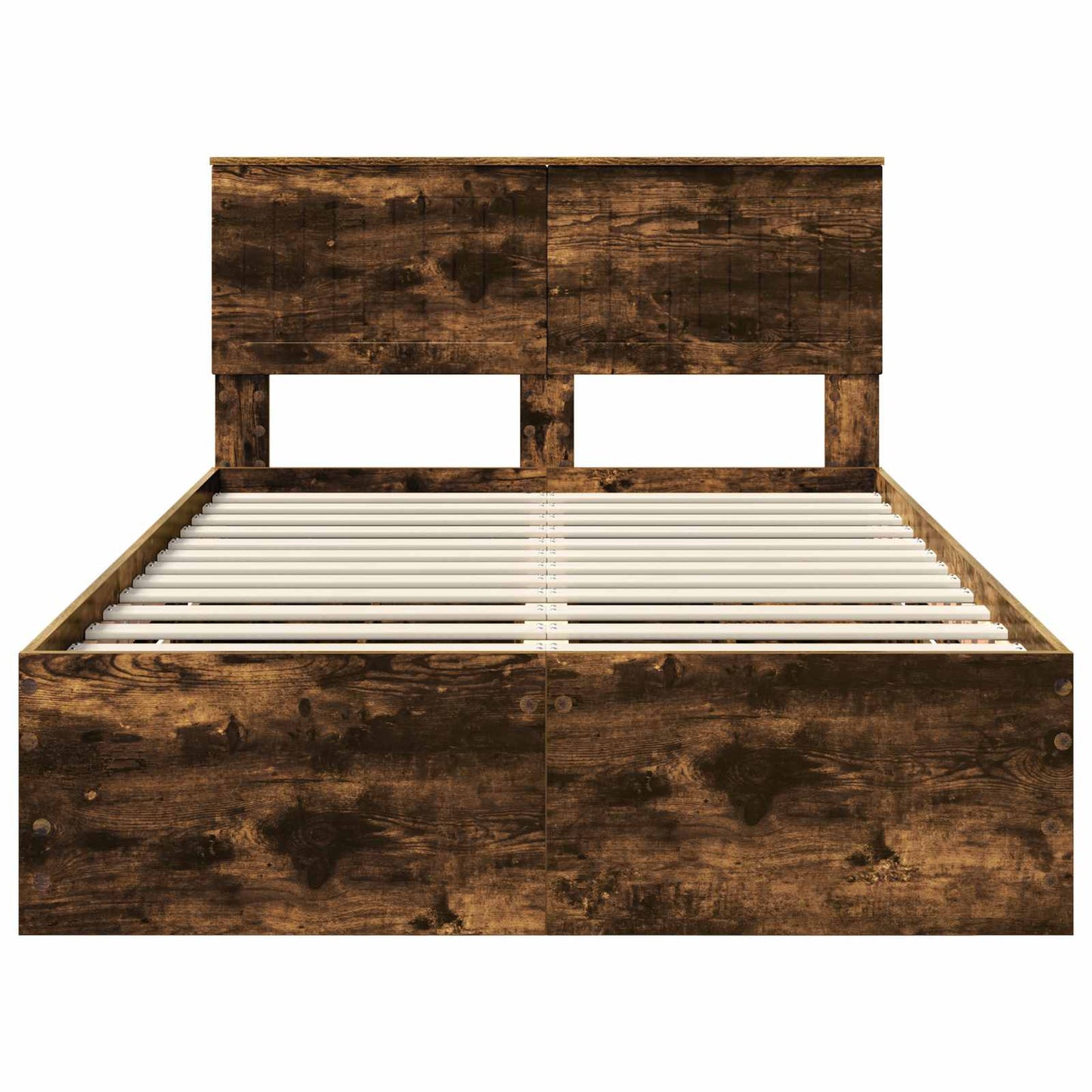 vidaXL Σκελετός Κρεβατιού Καπνιστό Δρύς 120 x 190 cm Μηχανήματος Ξύλο