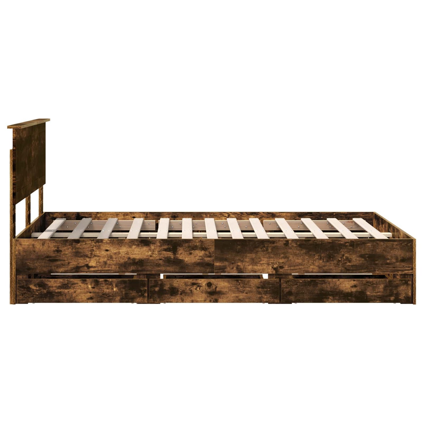 vidaXL Σκελετός Κρεβατιού Καπνιστό Δρύς 120 x 190 cm Μηχανήματος Ξύλο