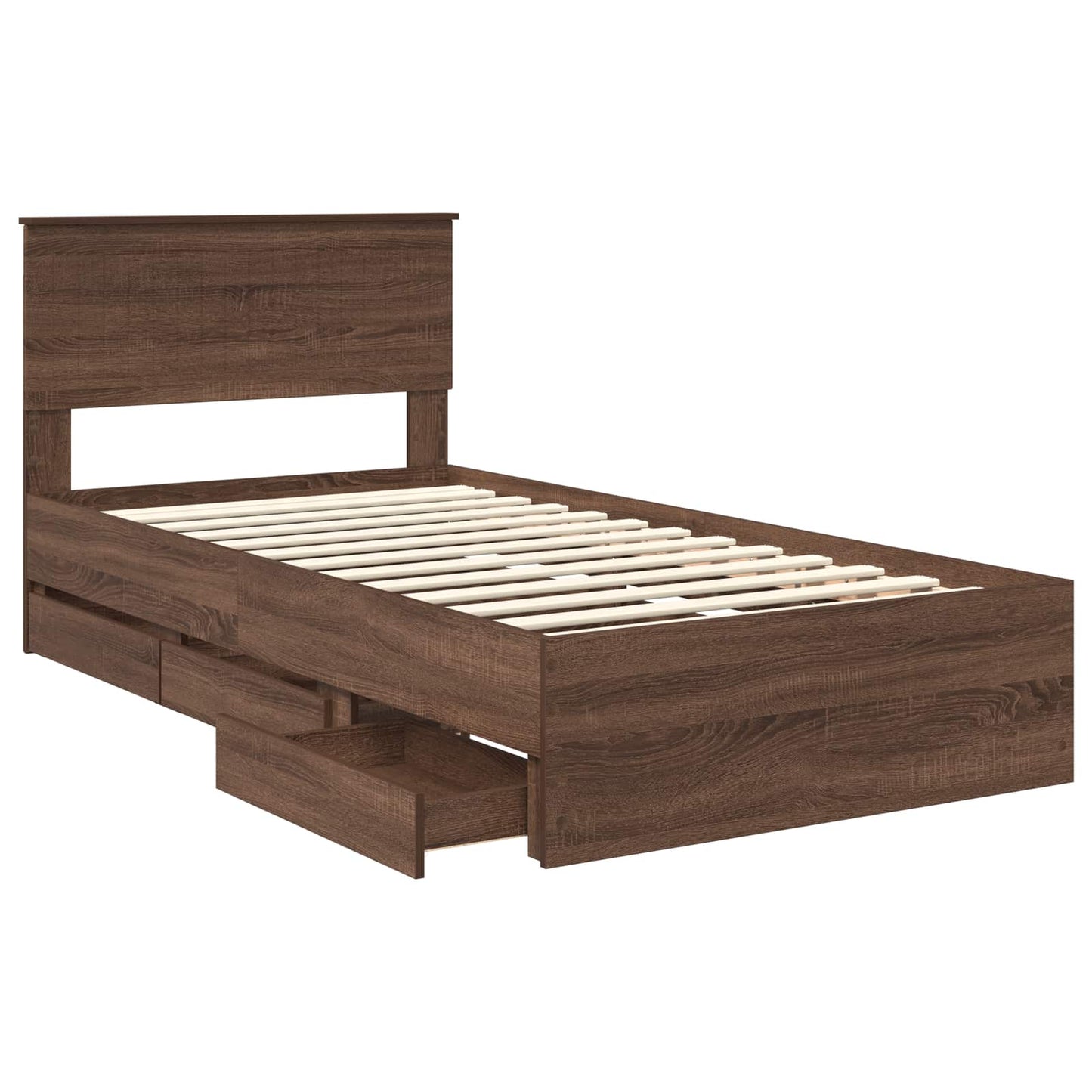 vidaXL Σκελετός Κρεβατιού Καφέ δρυς 100 x 200 cm Μηχανήματος Ξύλο