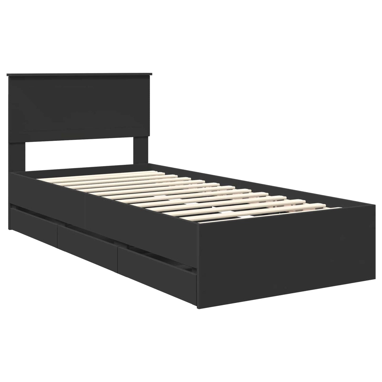 vidaXL Σκελετός Κρεβατιού Μαύρο 90 x 190 cm Μηχανήματος Ξύλο