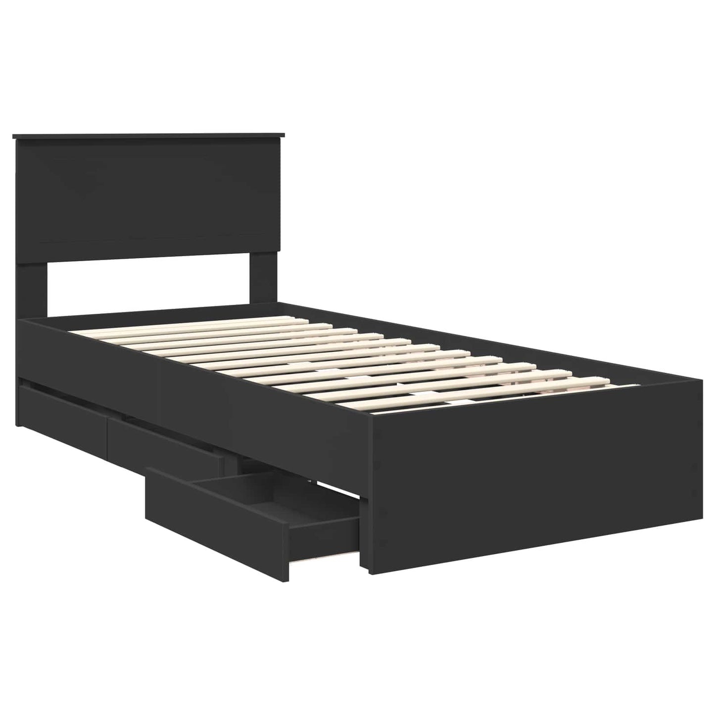 vidaXL Σκελετός Κρεβατιού Μαύρο 90 x 190 cm Μηχανήματος Ξύλο
