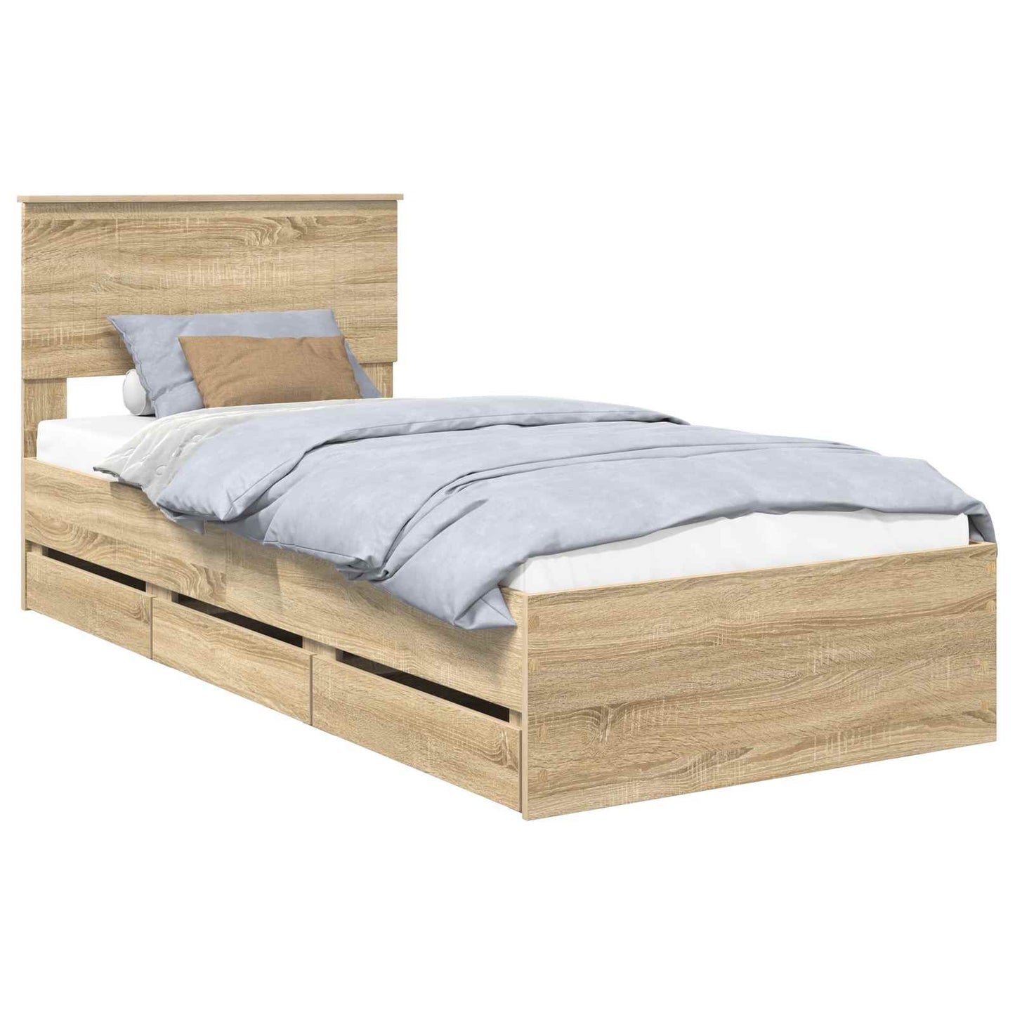 vidaXL Σκελετός Κρεβατιού Δρύς Sonoma 90 x 200 cm Μηχανήματος Ξύλο