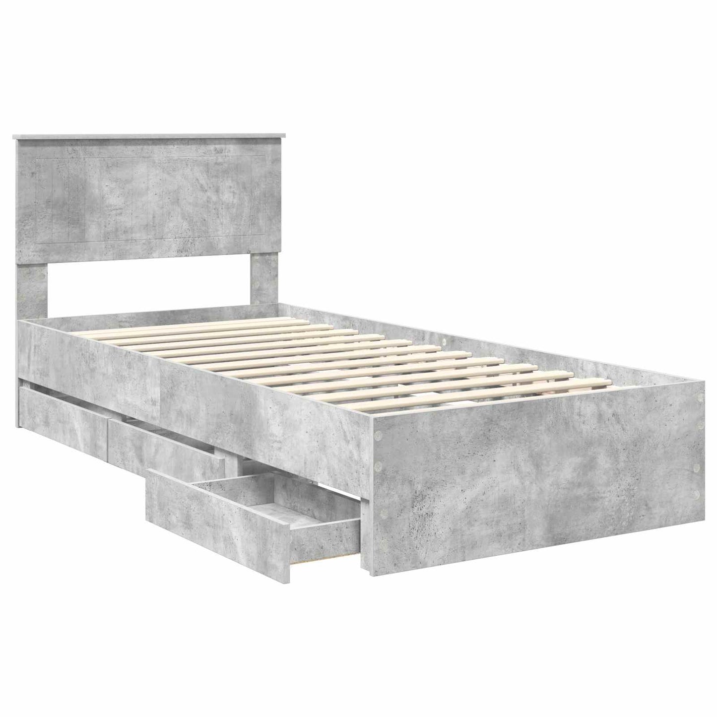 vidaXL Σκελετός Κρεβατιού Σκυρόδεμα Γκρι 90 x 190 cm Μηχανήματος Ξύλο