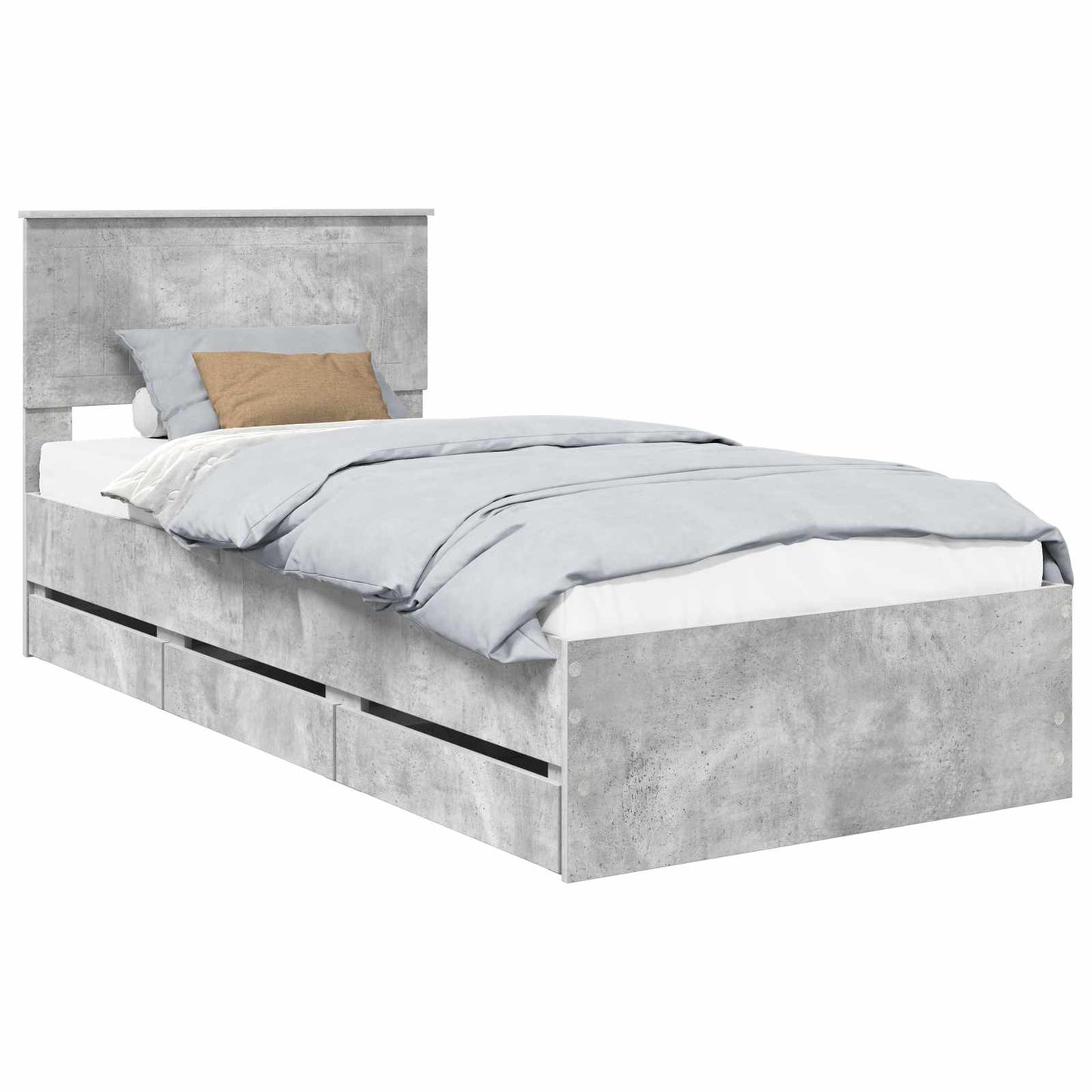 vidaXL Σκελετός Κρεβατιού Σκυρόδεμα Γκρι 90 x 200 cm Μηχανήματος Ξύλο