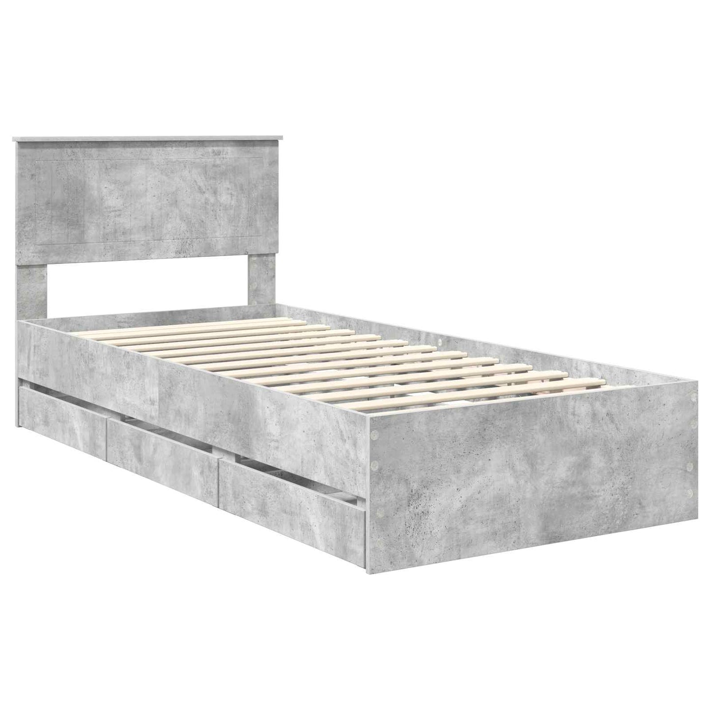 vidaXL Σκελετός Κρεβατιού Σκυρόδεμα Γκρι 90 x 200 cm Μηχανήματος Ξύλο