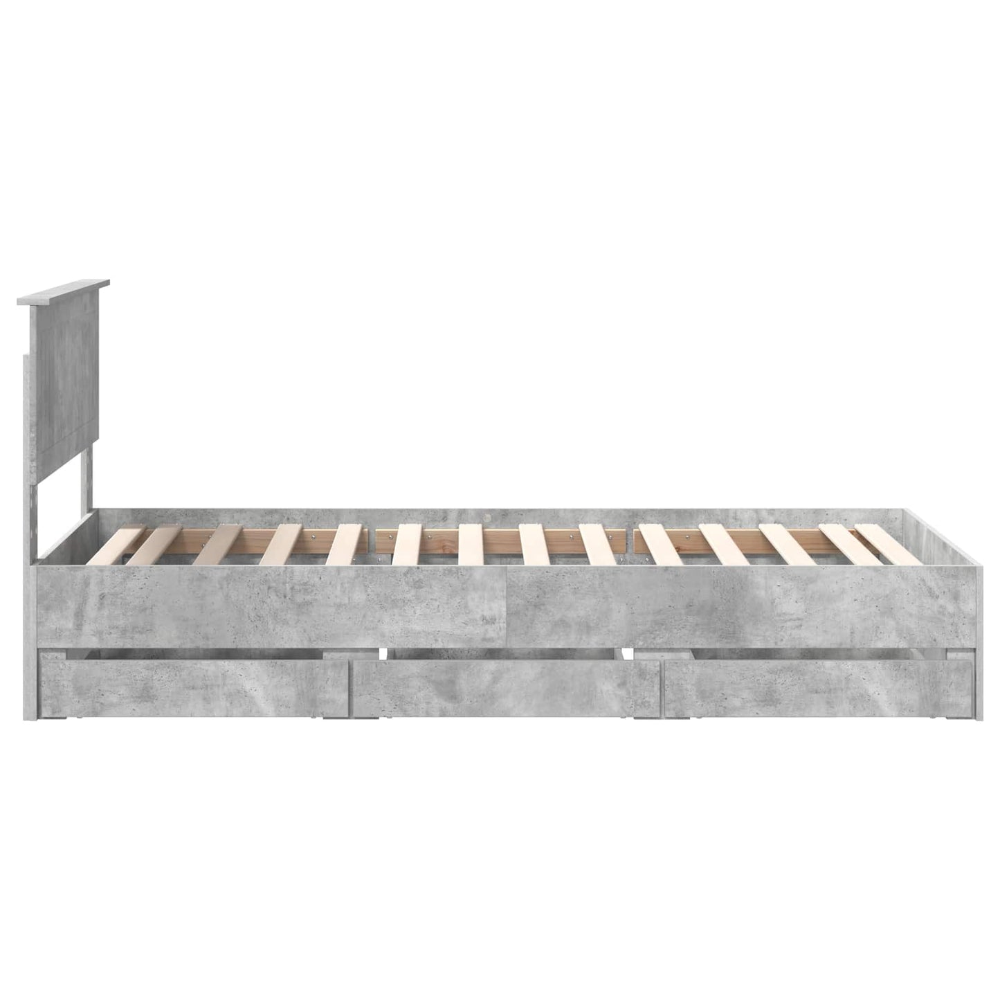 vidaXL Σκελετός Κρεβατιού Σκυρόδεμα Γκρι 90 x 200 cm Μηχανήματος Ξύλο