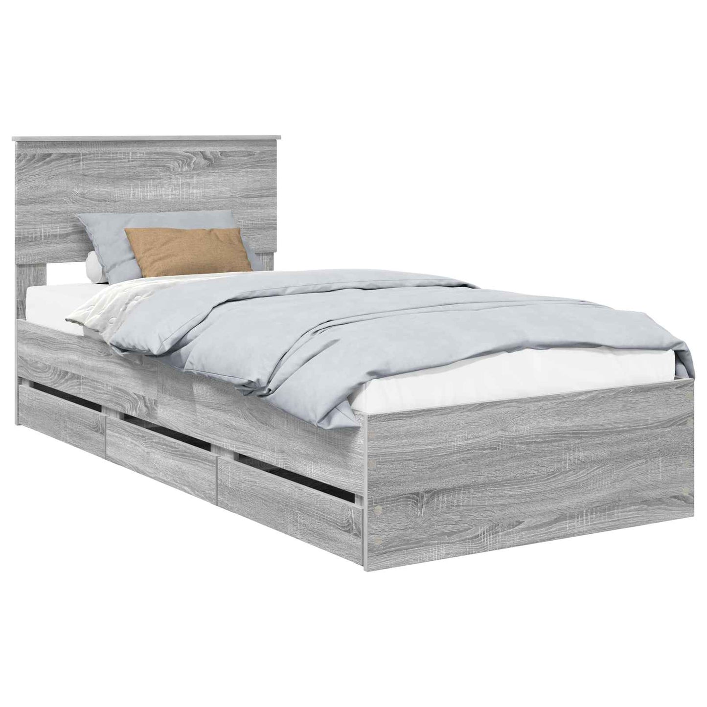 vidaXL Σκελετός Κρεβατιού Γκρίζο Σονομα 90 x 190 cm Μηχανήματος Ξύλο