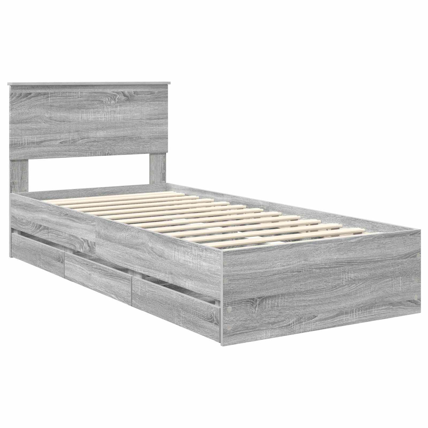 vidaXL Σκελετός Κρεβατιού Γκρίζο Σονομα 90 x 190 cm Μηχανήματος Ξύλο