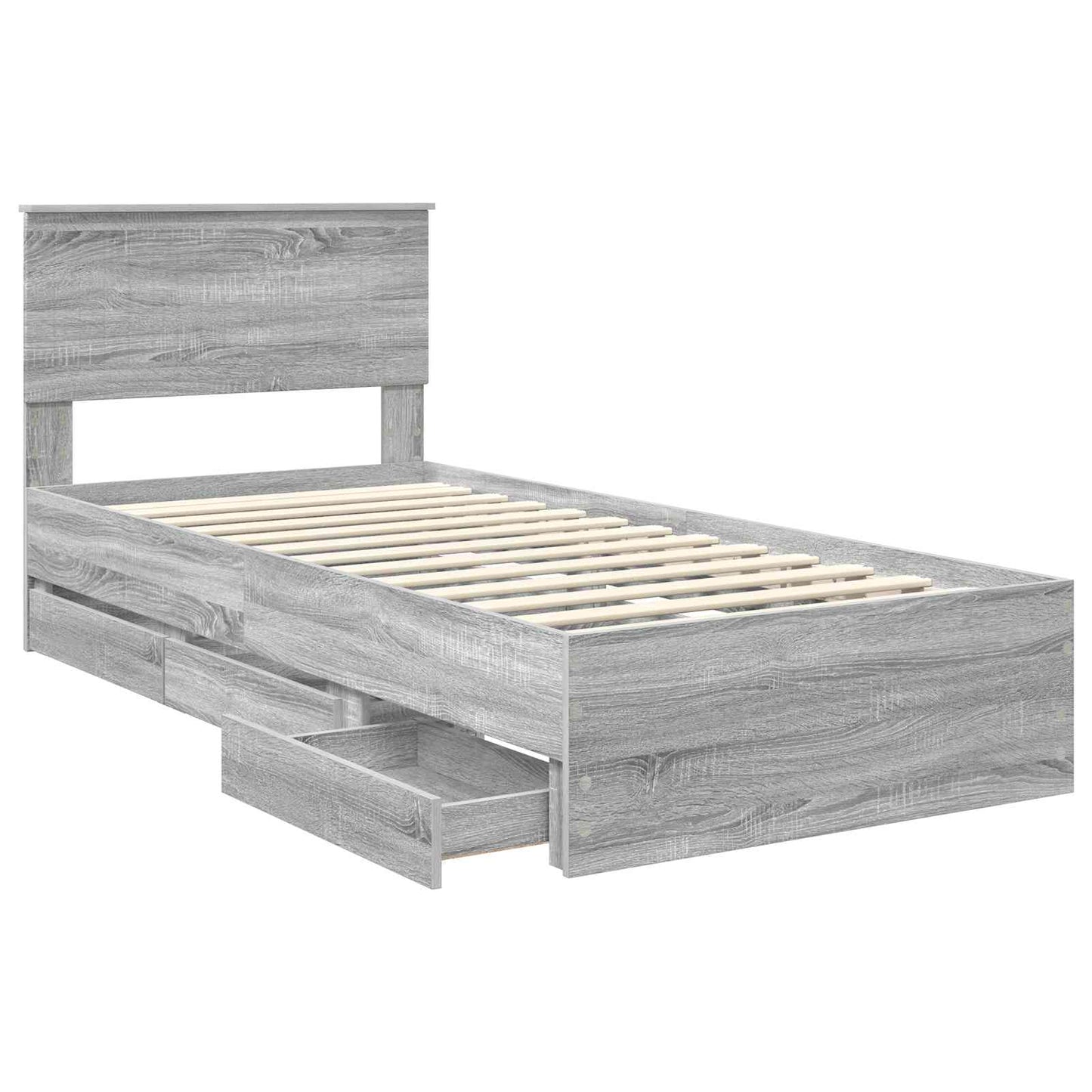 vidaXL Σκελετός Κρεβατιού Γκρίζο Σονομα 90 x 190 cm Μηχανήματος Ξύλο
