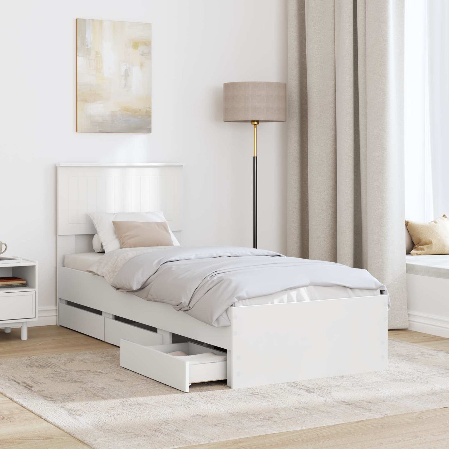 vidaXL Σκελετός Κρεβατιού Λευκό 75 x 190 cm Μηχανήματος Ξύλο