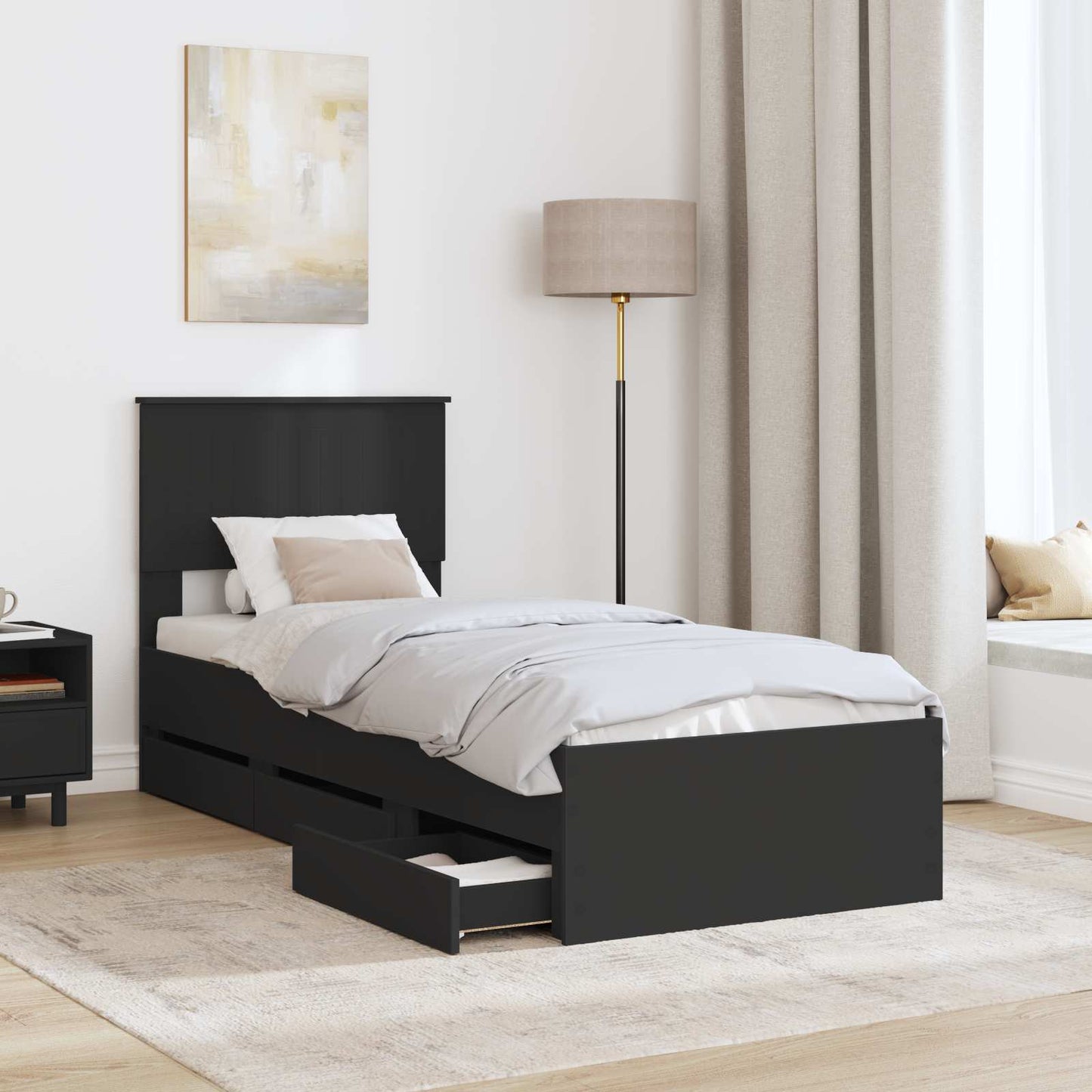 vidaXL Σκελετός Κρεβατιού Μαύρο 75 x 190 cm Μηχανήματος Ξύλο