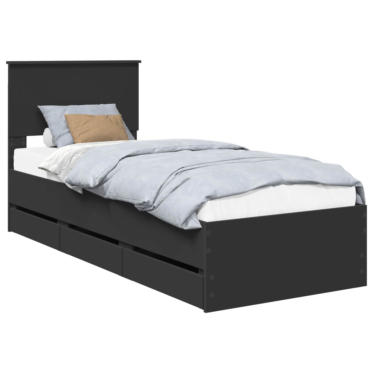 vidaXL Σκελετός Κρεβατιού Μαύρο 75 x 190 cm Μηχανήματος Ξύλο