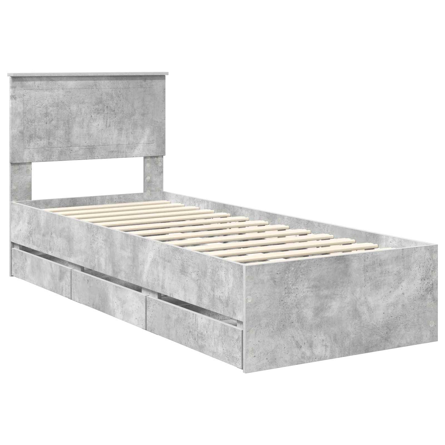 vidaXL Σκελετός Κρεβατιού Σκυρόδεμα Γκρι 75 x 190 cm Μηχανήματος Ξύλο