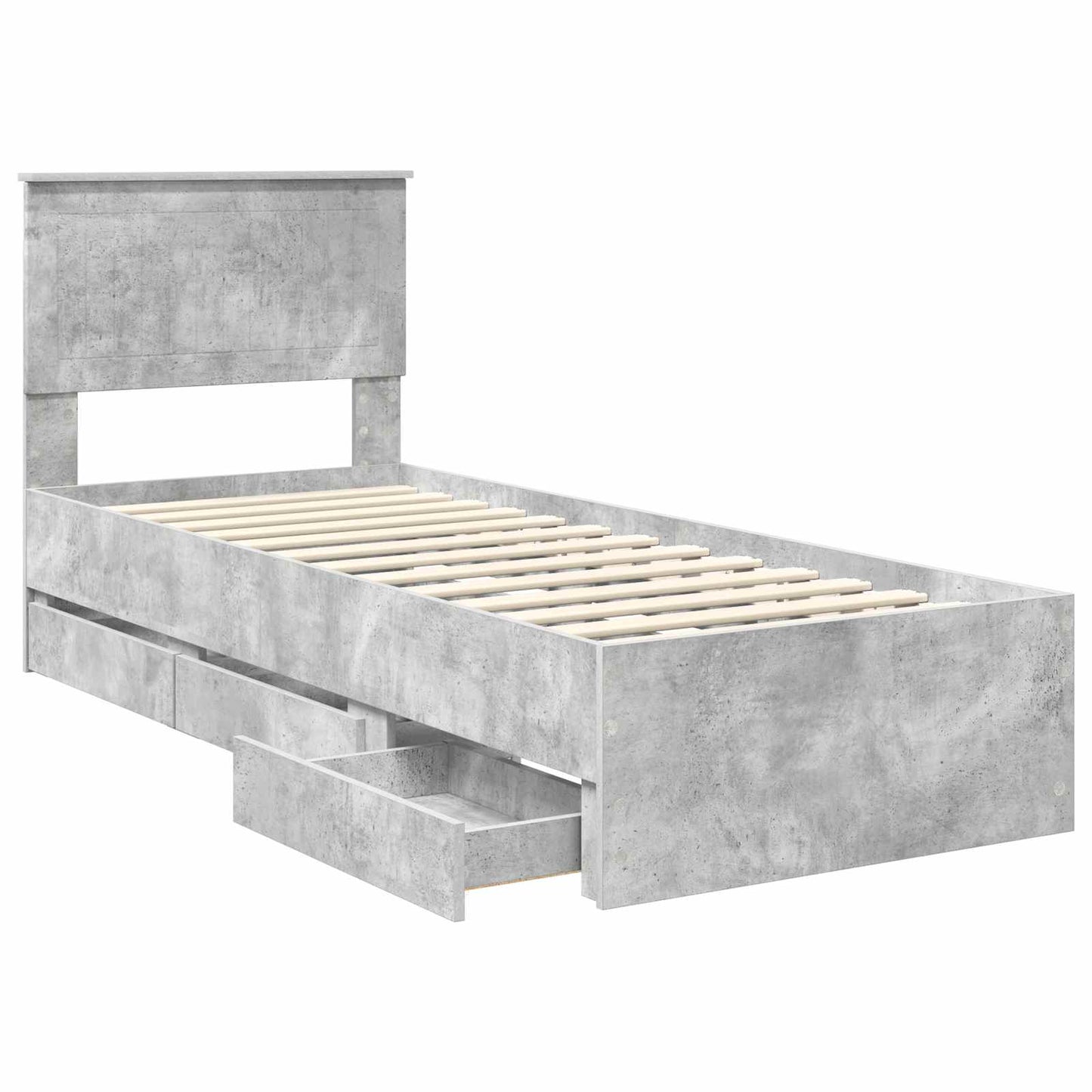 vidaXL Σκελετός Κρεβατιού Σκυρόδεμα Γκρι 75 x 190 cm Μηχανήματος Ξύλο