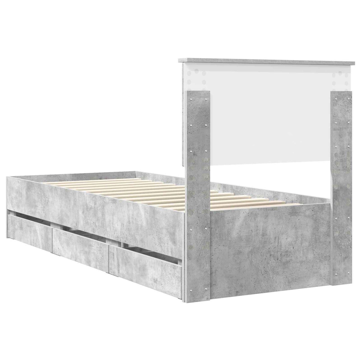 vidaXL Σκελετός Κρεβατιού Σκυρόδεμα Γκρι 75 x 190 cm Μηχανήματος Ξύλο