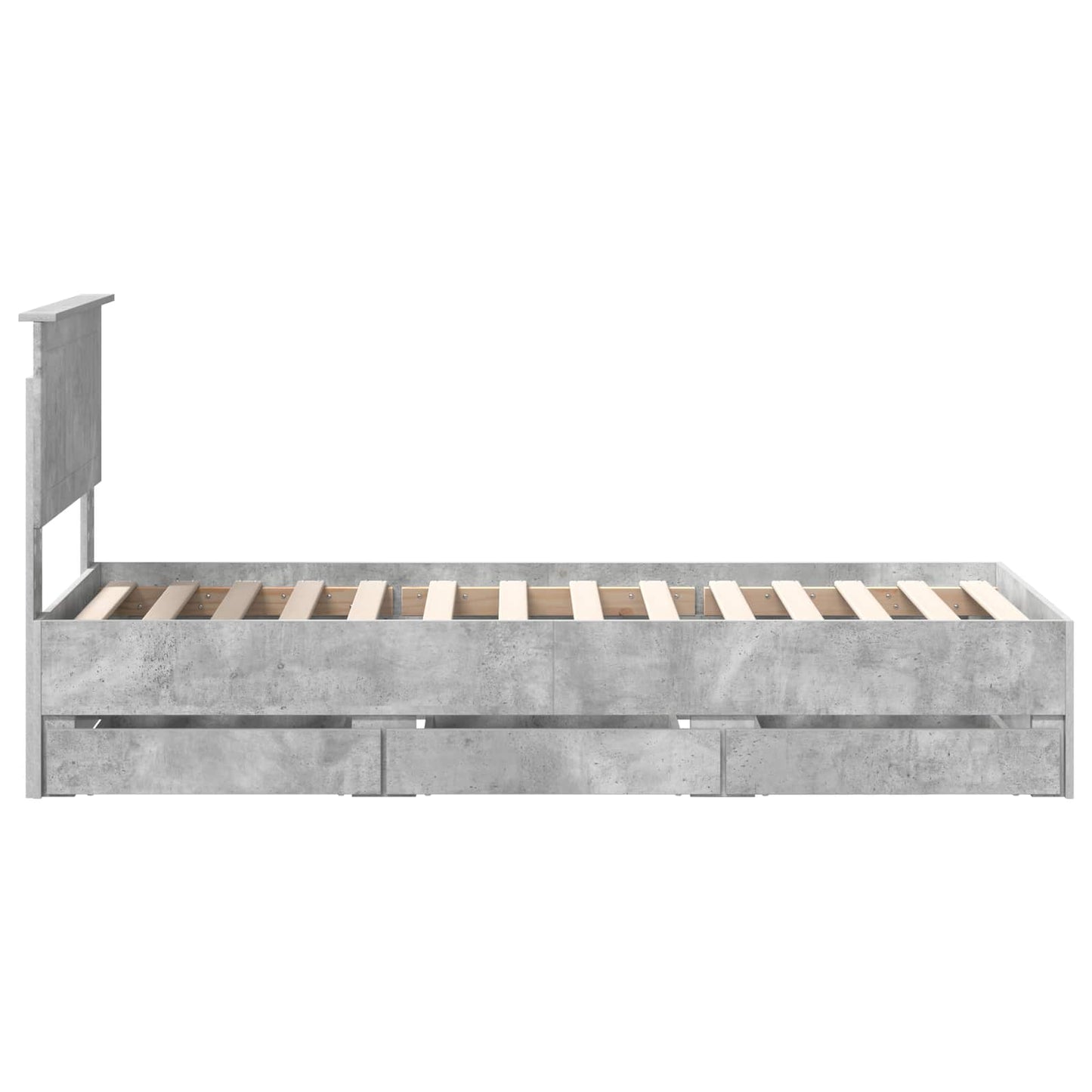 vidaXL Σκελετός Κρεβατιού Σκυρόδεμα Γκρι 75 x 190 cm Μηχανήματος Ξύλο