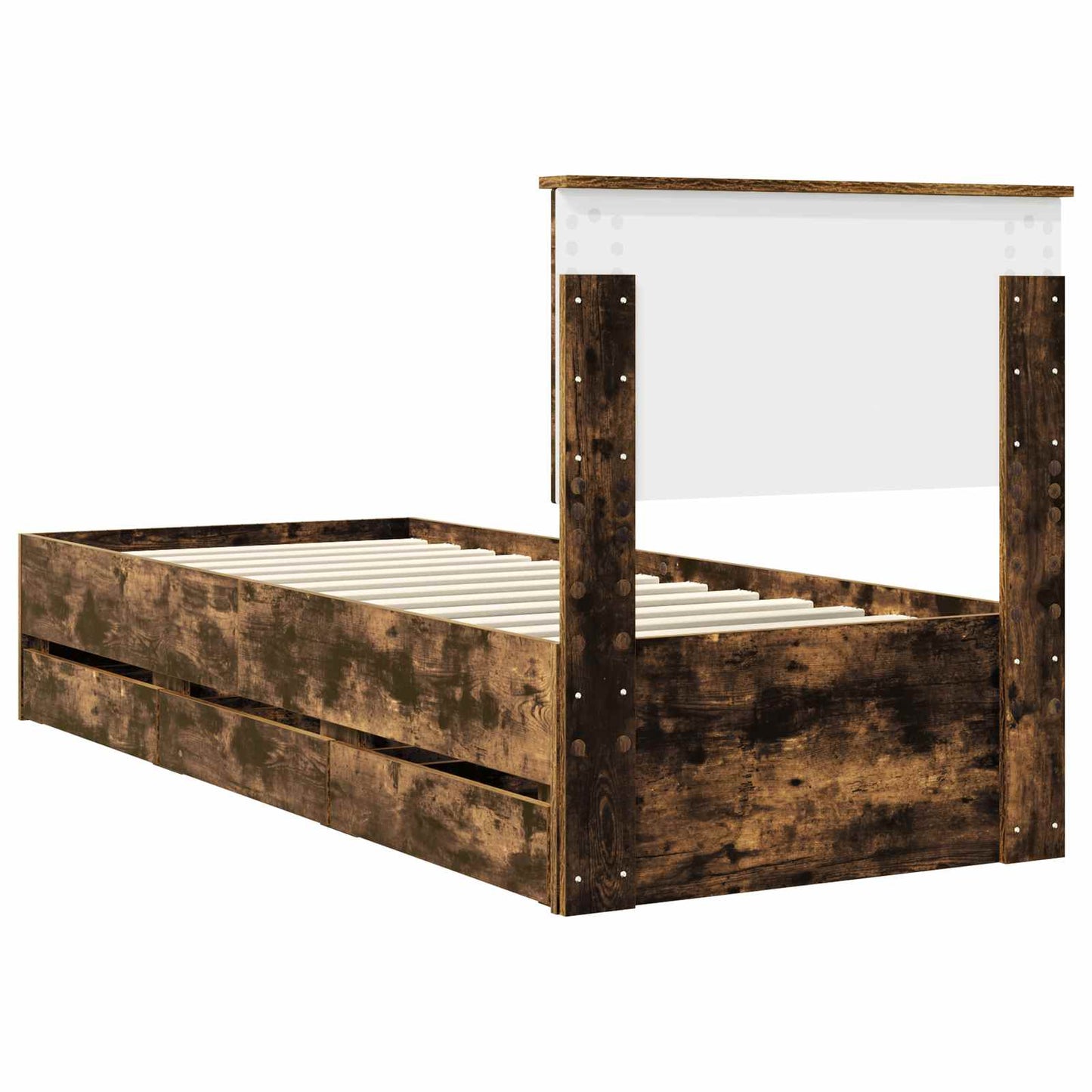vidaXL Σκελετός Κρεβατιού Καπνιστό Δρύς 75 x 190 cm Μηχανήματος Ξύλο