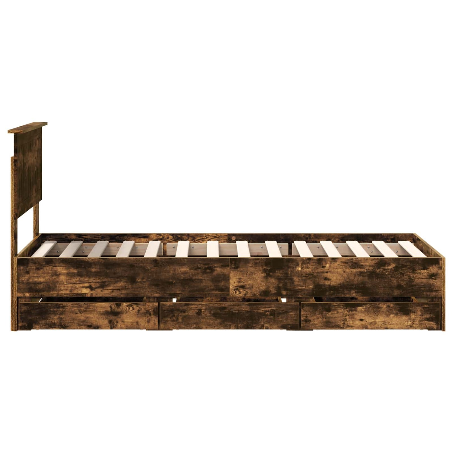 vidaXL Σκελετός Κρεβατιού Καπνιστό Δρύς 75 x 190 cm Μηχανήματος Ξύλο