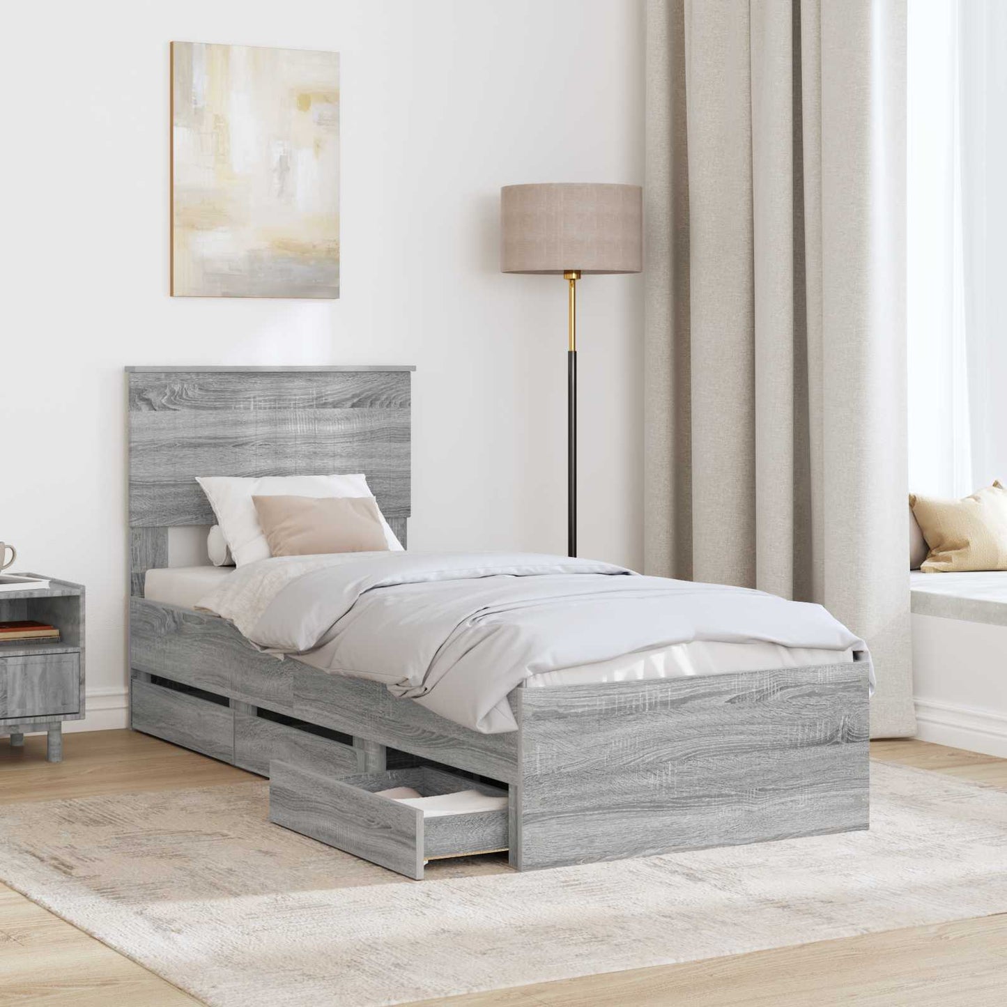 vidaXL Σκελετός Κρεβατιού Γκρίζο Σονομα 75 x 190 cm Μηχανήματος Ξύλο