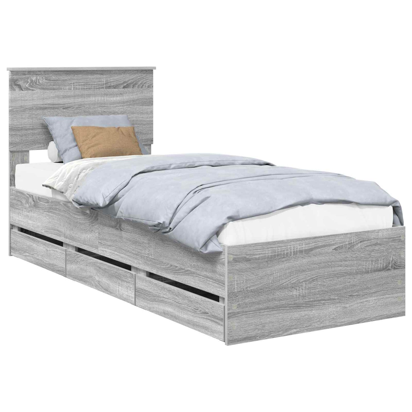 vidaXL Σκελετός Κρεβατιού Γκρίζο Σονομα 75 x 190 cm Μηχανήματος Ξύλο