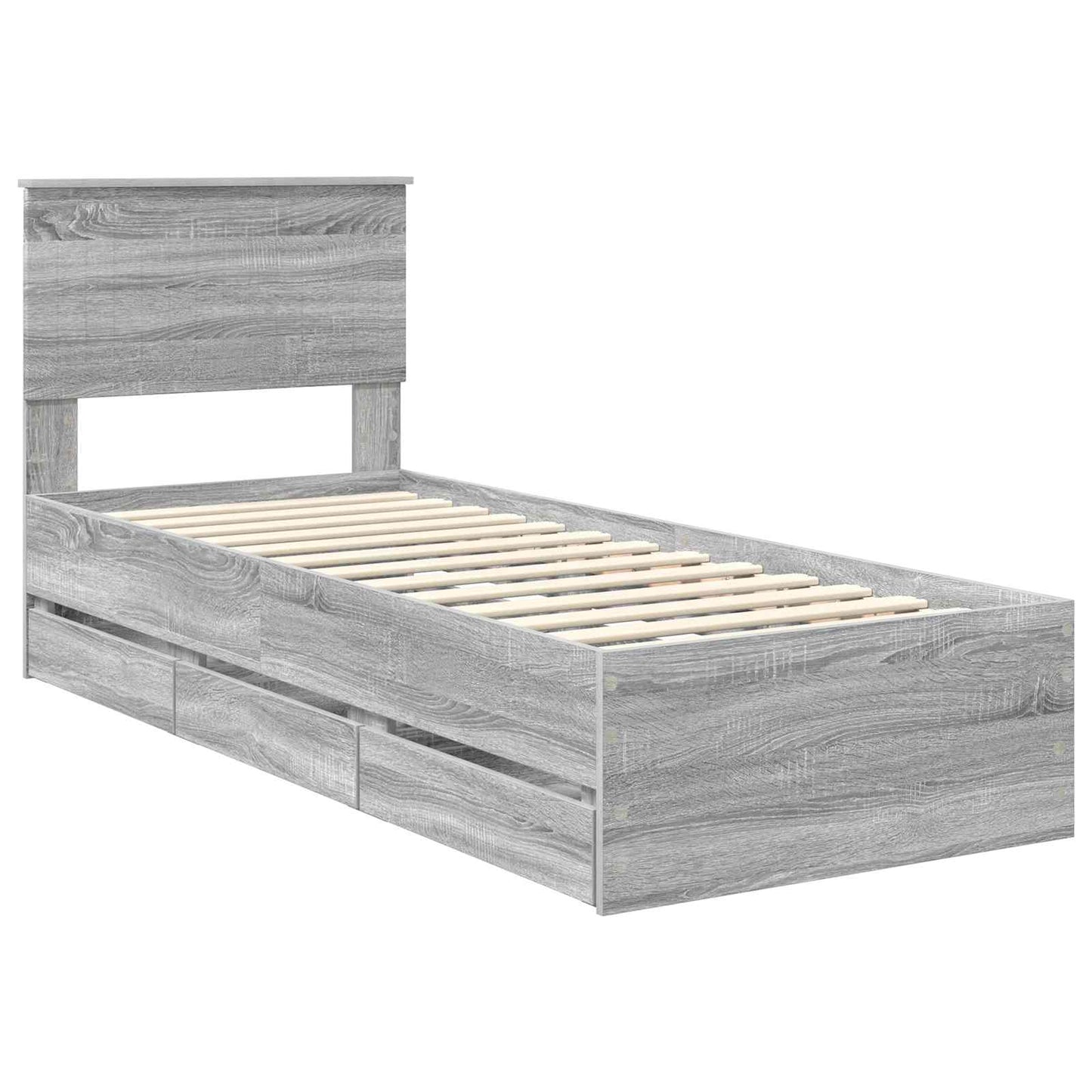 vidaXL Σκελετός Κρεβατιού Γκρίζο Σονομα 75 x 190 cm Μηχανήματος Ξύλο