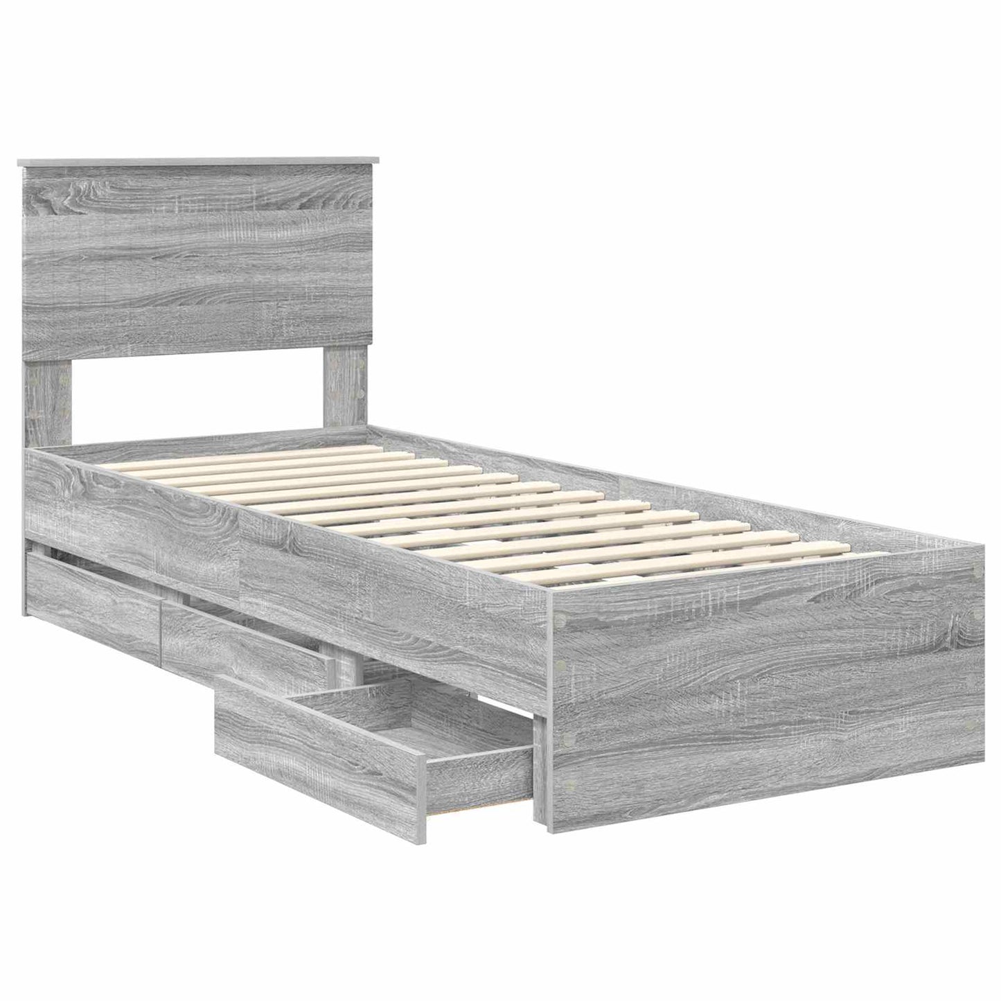 vidaXL Σκελετός Κρεβατιού Γκρίζο Σονομα 75 x 190 cm Μηχανήματος Ξύλο