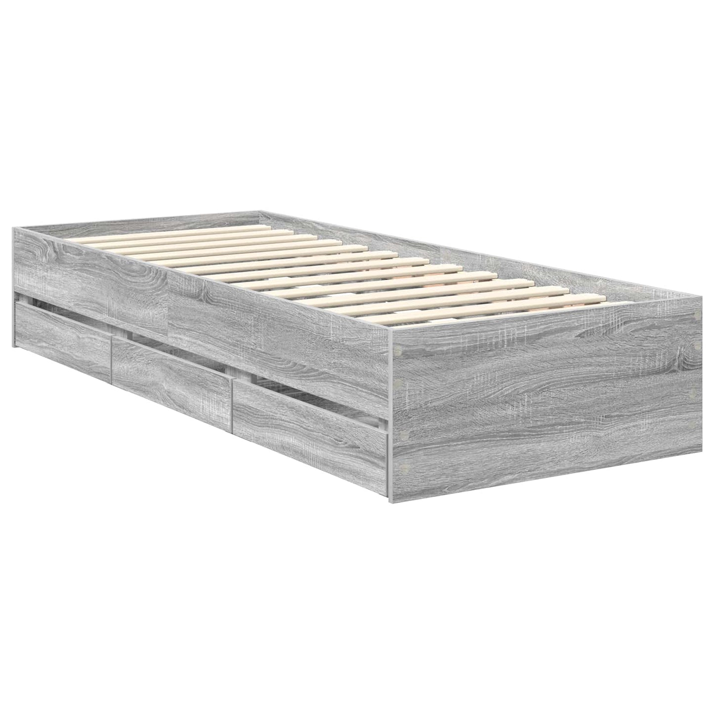 vidaXL Σκελετός Κρεβατιού Γκρίζο Σονομα 75 x 190 cm Μηχανήματος Ξύλο