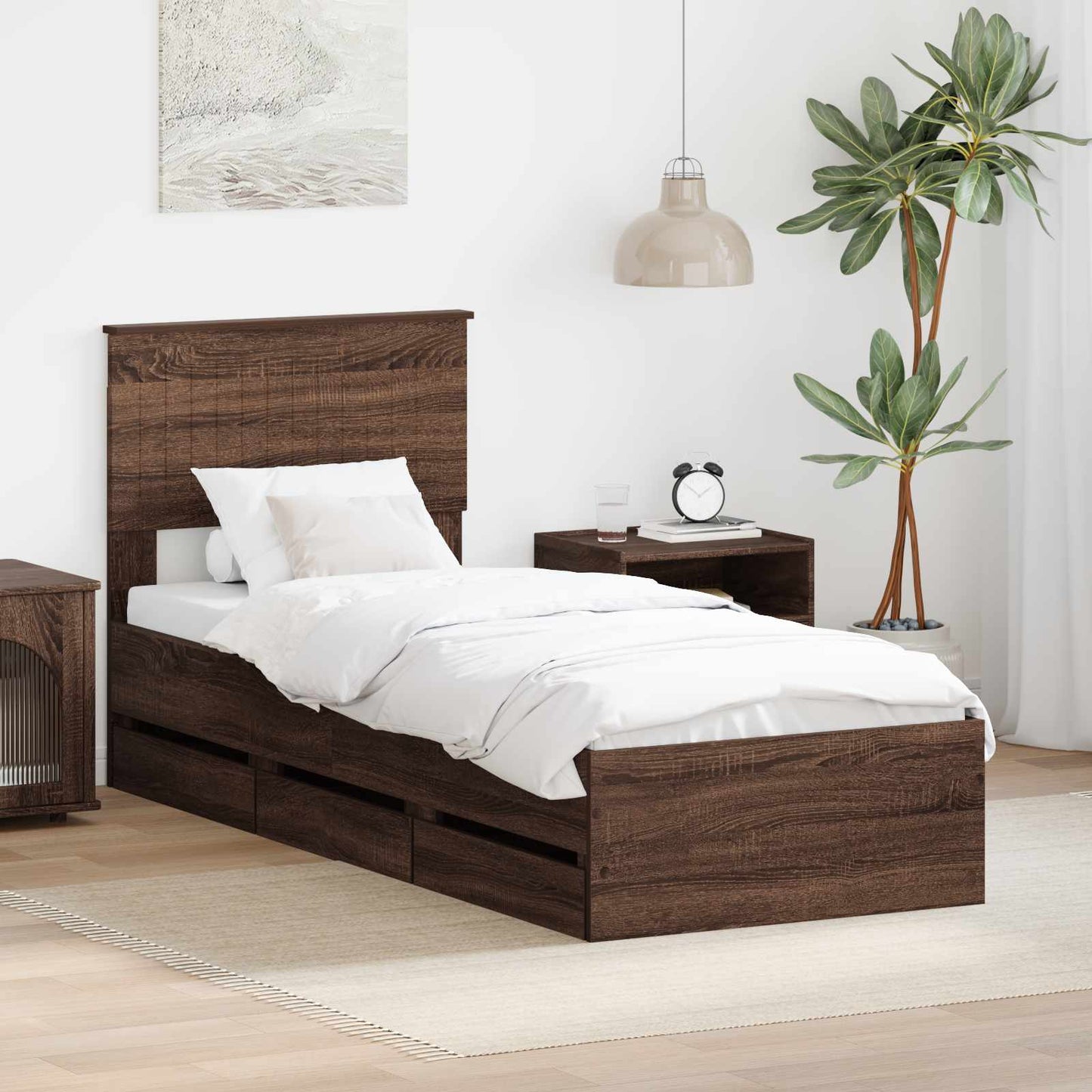 vidaXL Σκελετός Κρεβατιού Καφέ δρυς 75 x 190 cm Μηχανήματος Ξύλο