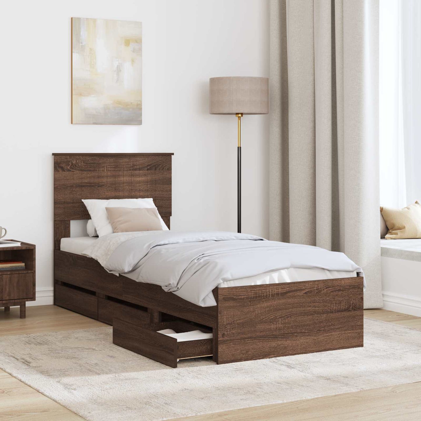 vidaXL Σκελετός Κρεβατιού Καφέ δρυς 75 x 190 cm Μηχανήματος Ξύλο