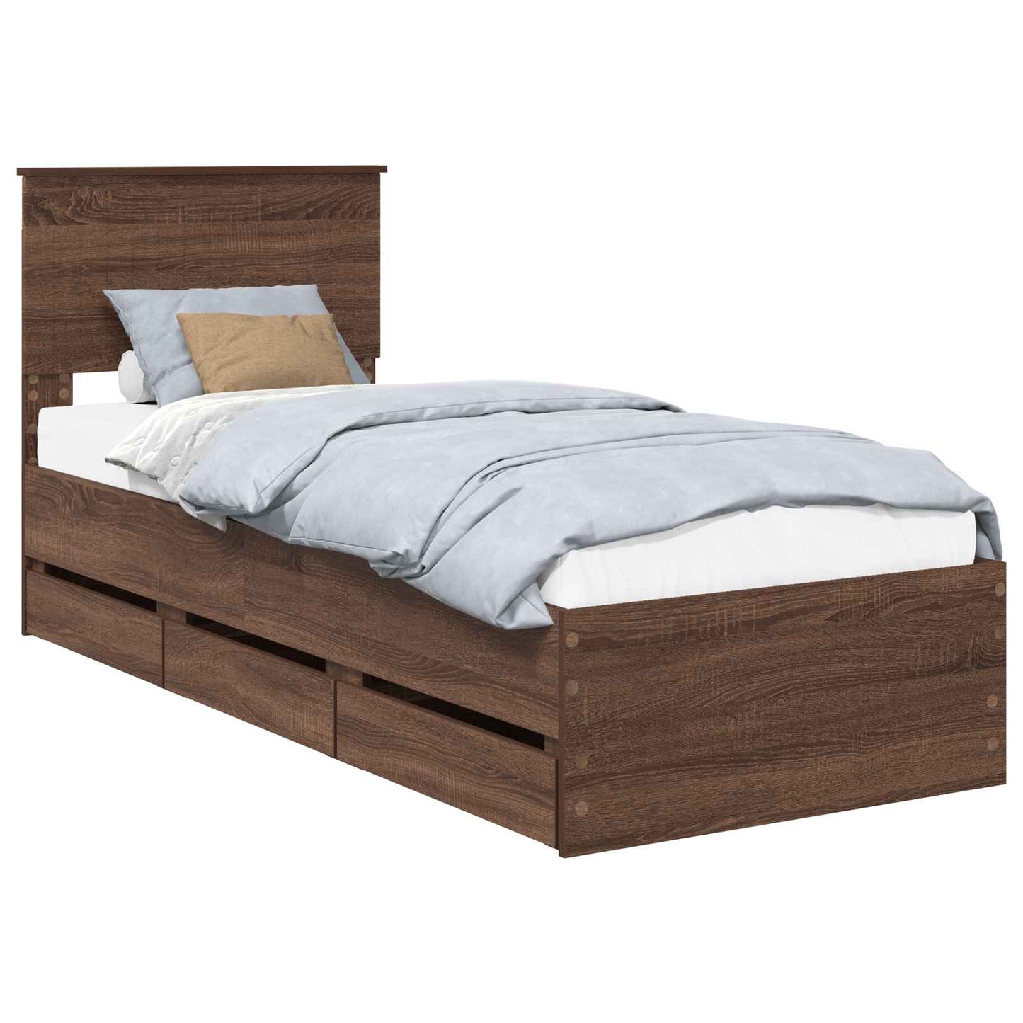 vidaXL Σκελετός Κρεβατιού Καφέ δρυς 75 x 190 cm Μηχανήματος Ξύλο