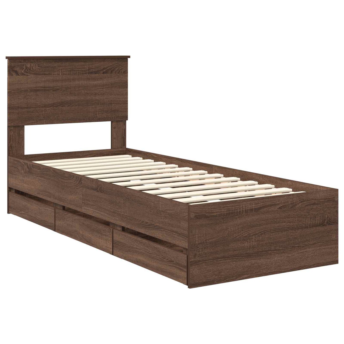 vidaXL Σκελετός Κρεβατιού Καφέ δρυς 75 x 190 cm Μηχανήματος Ξύλο