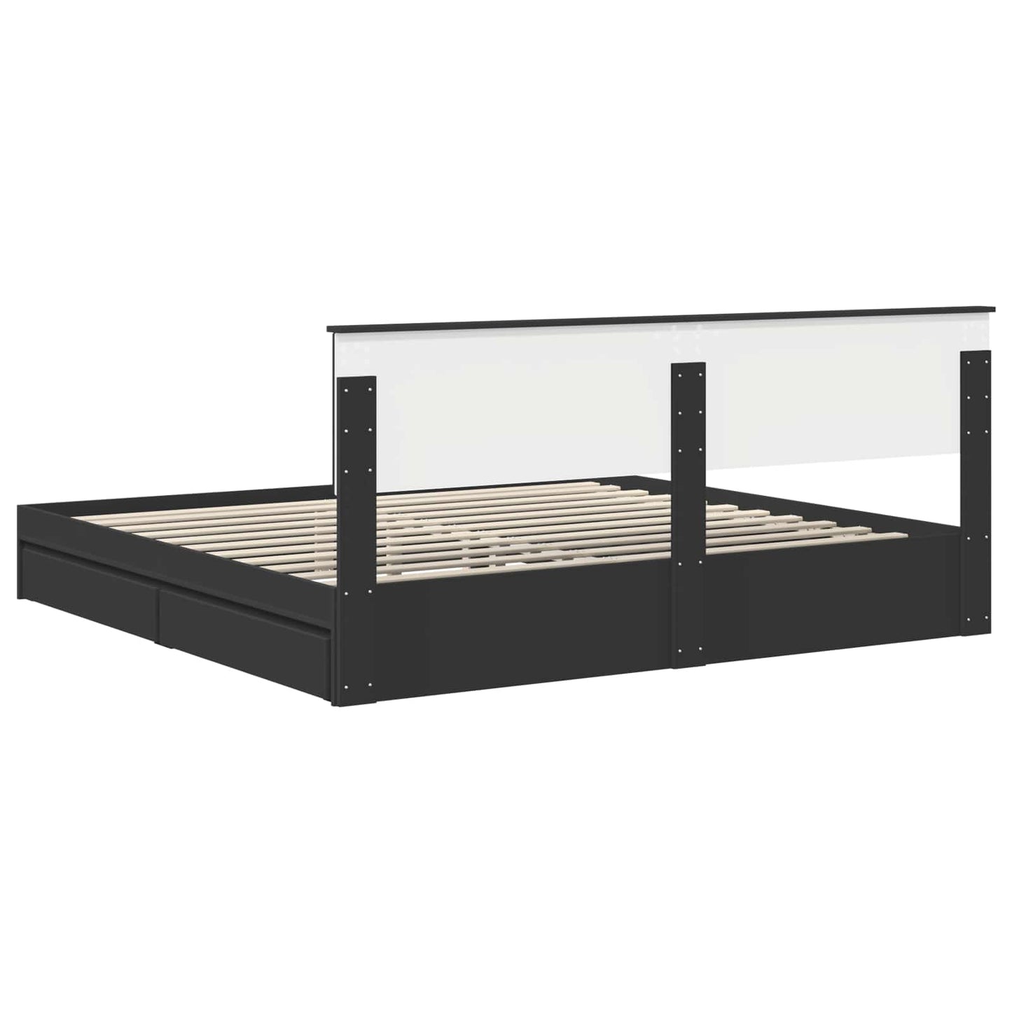 vidaXL Κρεβάτι Αποθήκης Μαύρο 200 x 200 cm Επεξεργασμένο Ξύλο