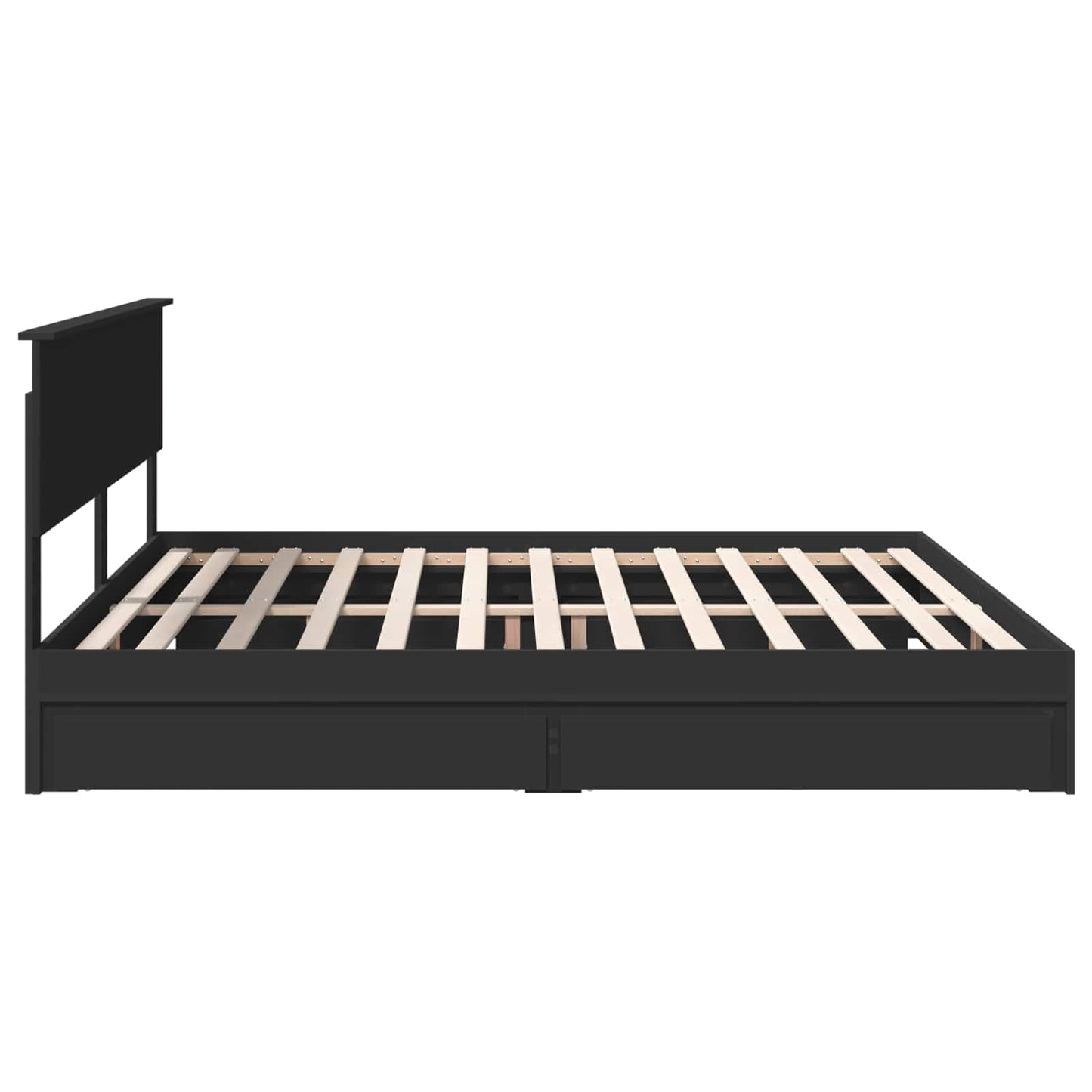 vidaXL Κρεβάτι Αποθήκης Μαύρο 200 x 200 cm Επεξεργασμένο Ξύλο