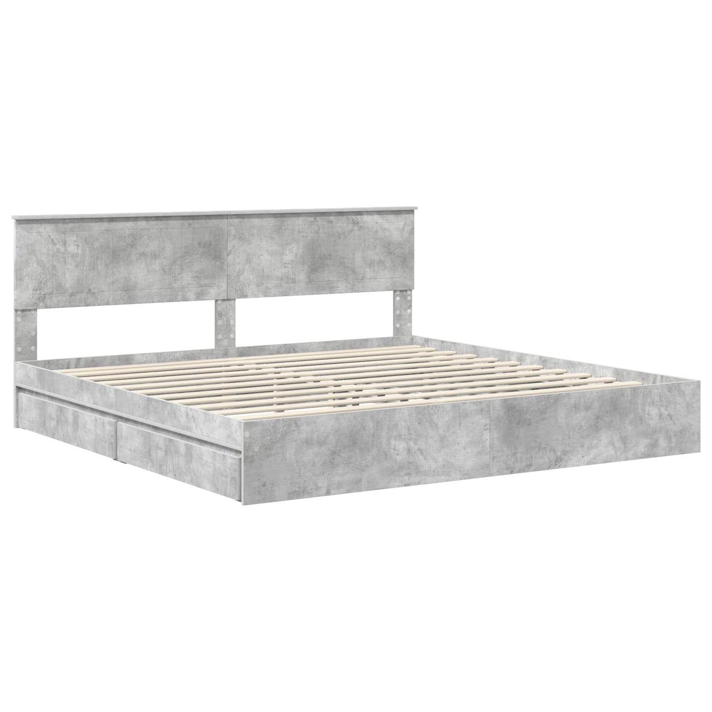 vidaXL Κρεβάτι Αποθήκης Σκυρόδεμα Γκρι 200 x 200 cm Επεξεργασμένο Ξύλο