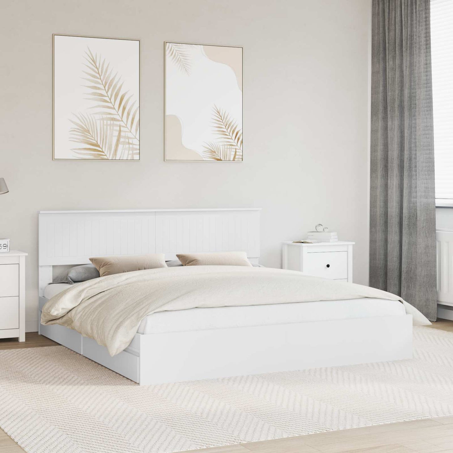 vidaXL Κρεβάτι Αποθήκης Λευκό 180 x 200 cm Επεξεργασμένο ξύλο